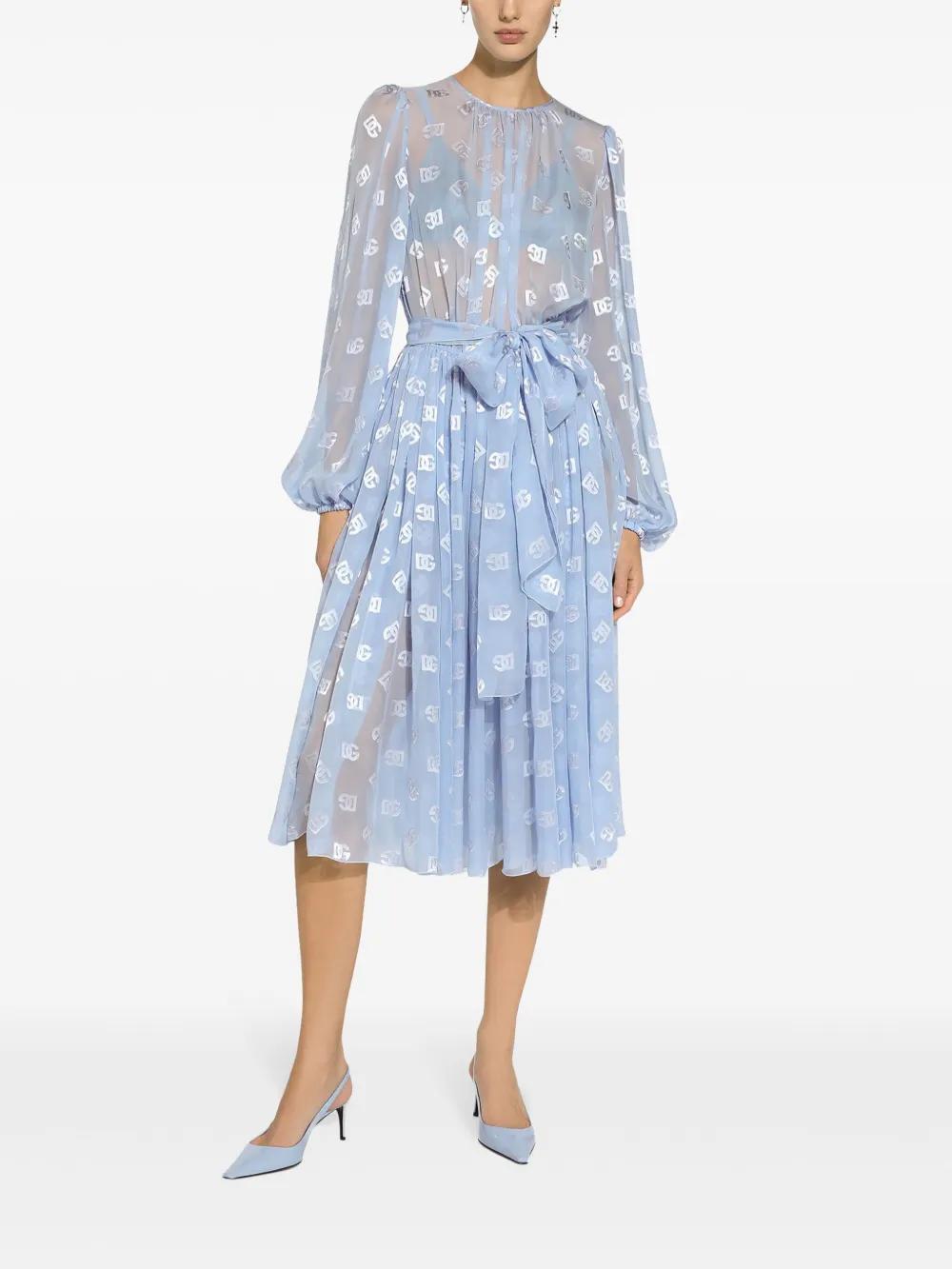monogram-jacquard chiffon midi dress Product Image