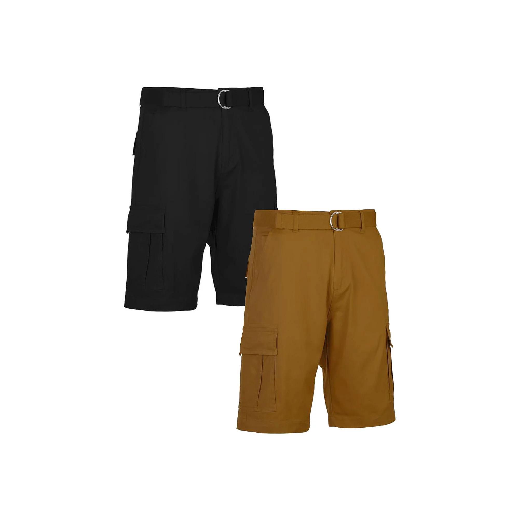 Men's Blu Rock 11.5" Men's Slim Fit Stretch Belted Cargo Shorts 2-Pack, Size: 30, Black Timber Product Image