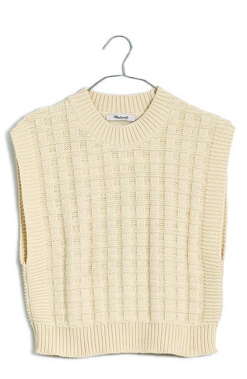 Madewell Checkered-Stitch Wedge Sweater Vest (Antique Cream) Women's Sweater Product Image