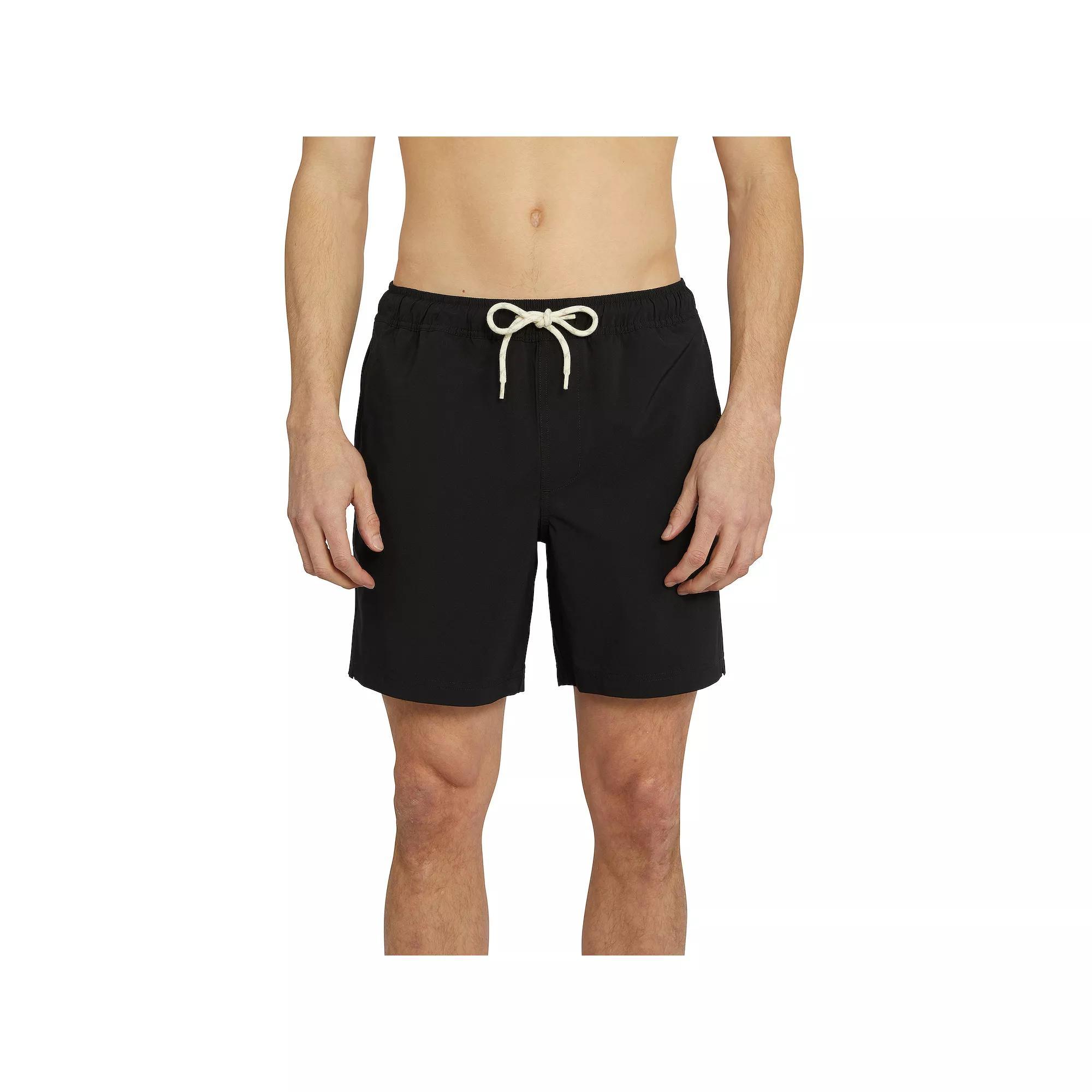Men's Trinity Coast 7" Solid Swim Trunks, Size: Small, Black Product Image