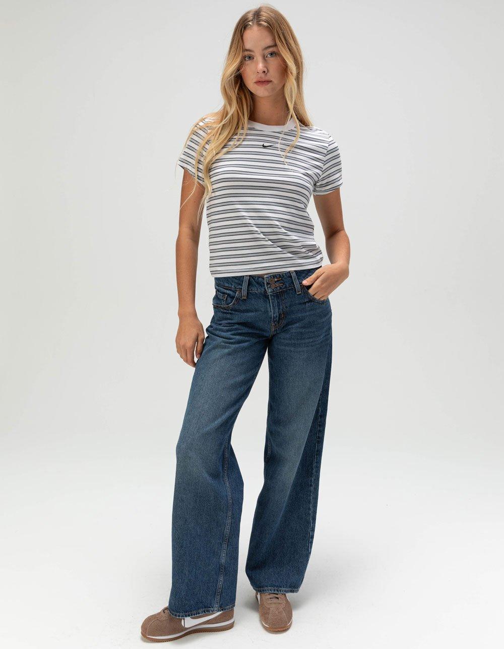 NIKE Sportswear Chill Knit Womens Stripe Tee - WHITE COMBO Product Image