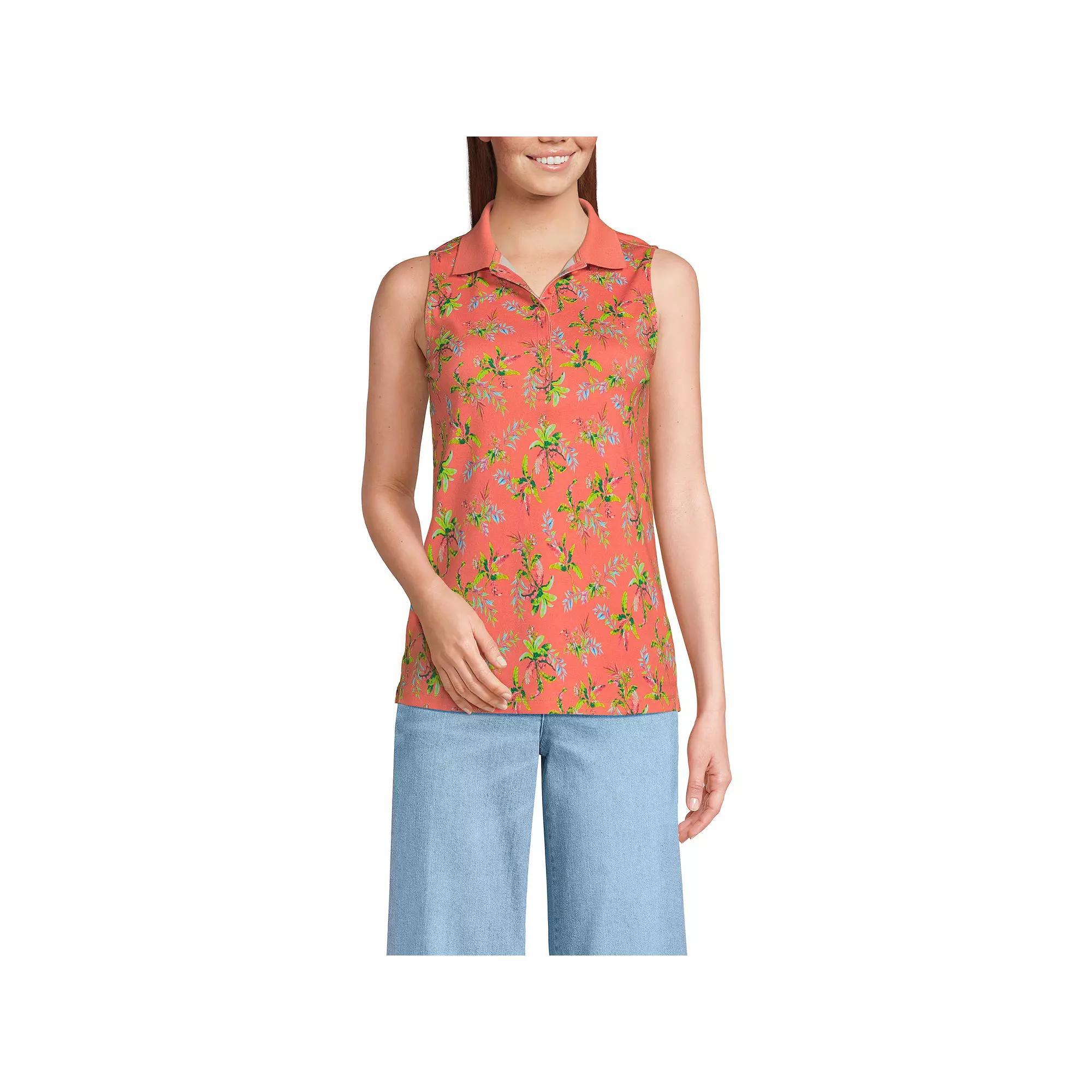 Womens Lands End Sleeveless Supima Cotton Polo Shirt Product Image