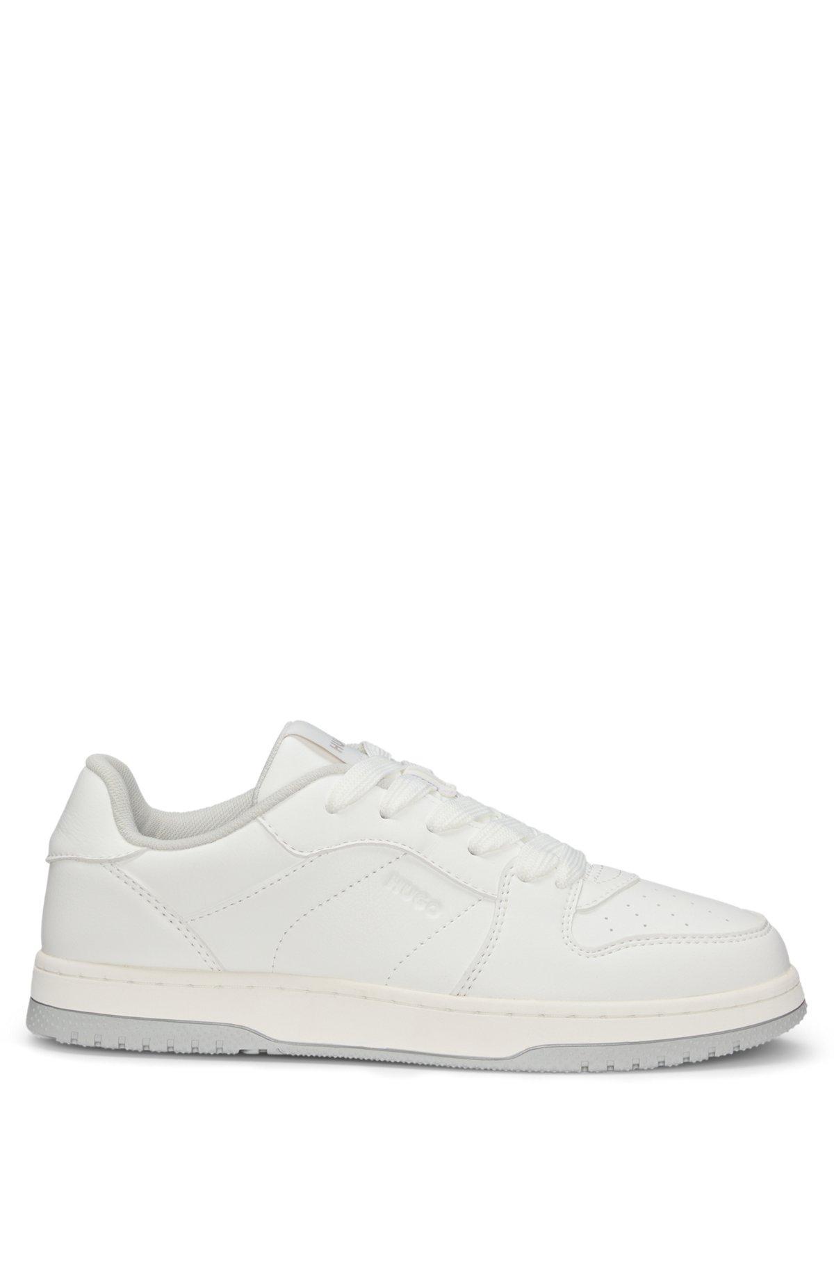 All-white trainers with faux-leather uppers Product Image