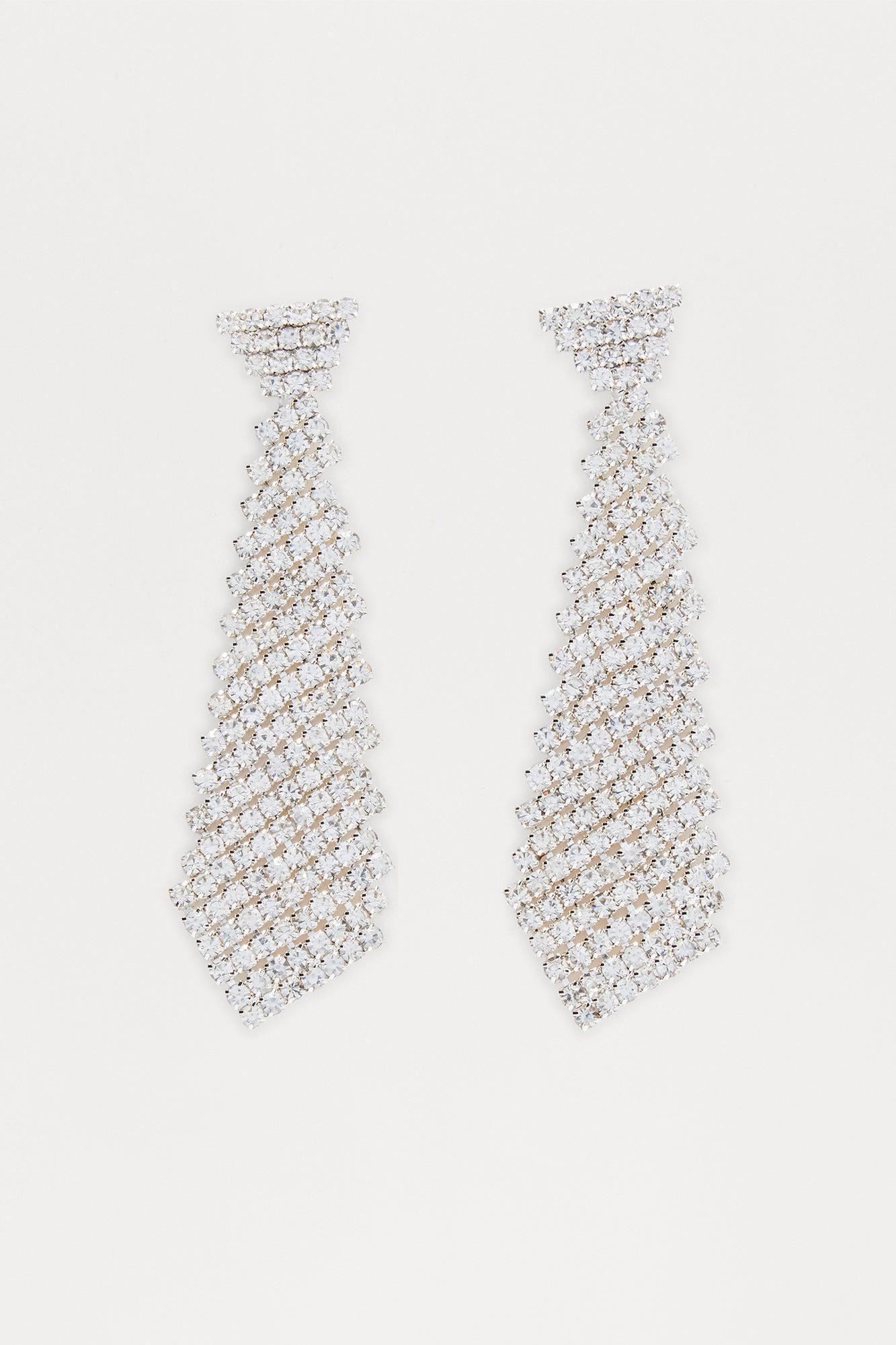 Suit & Tie Drop Earrings - Silver Female Product Image