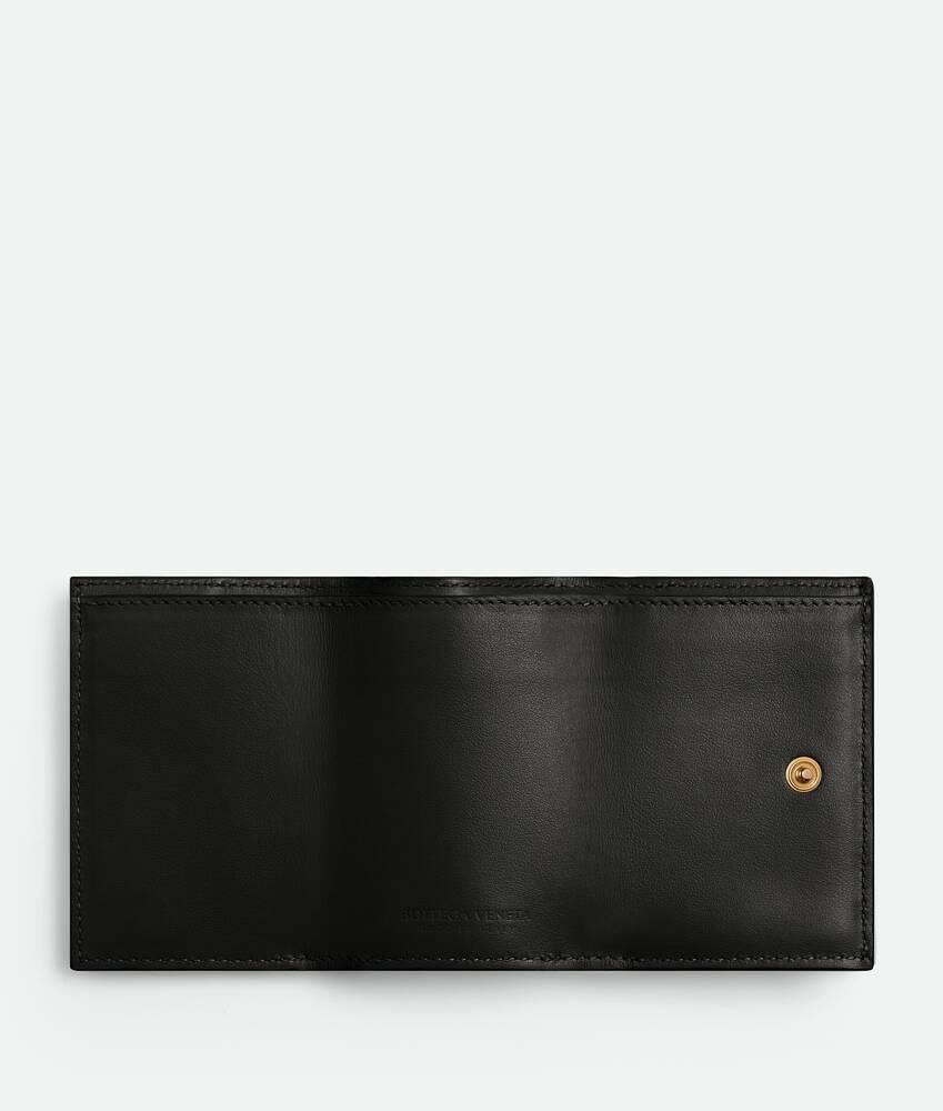 Women's Intrecciato Tiny Tri-Fold Wallet in Black Product Image