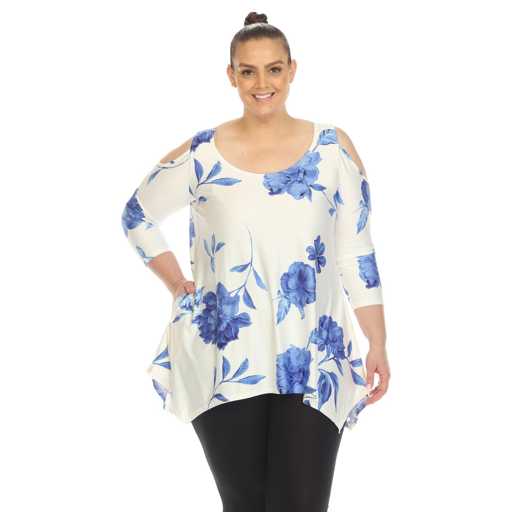 Floral Printed Cold Shoulder Tunic - Plus Product Image