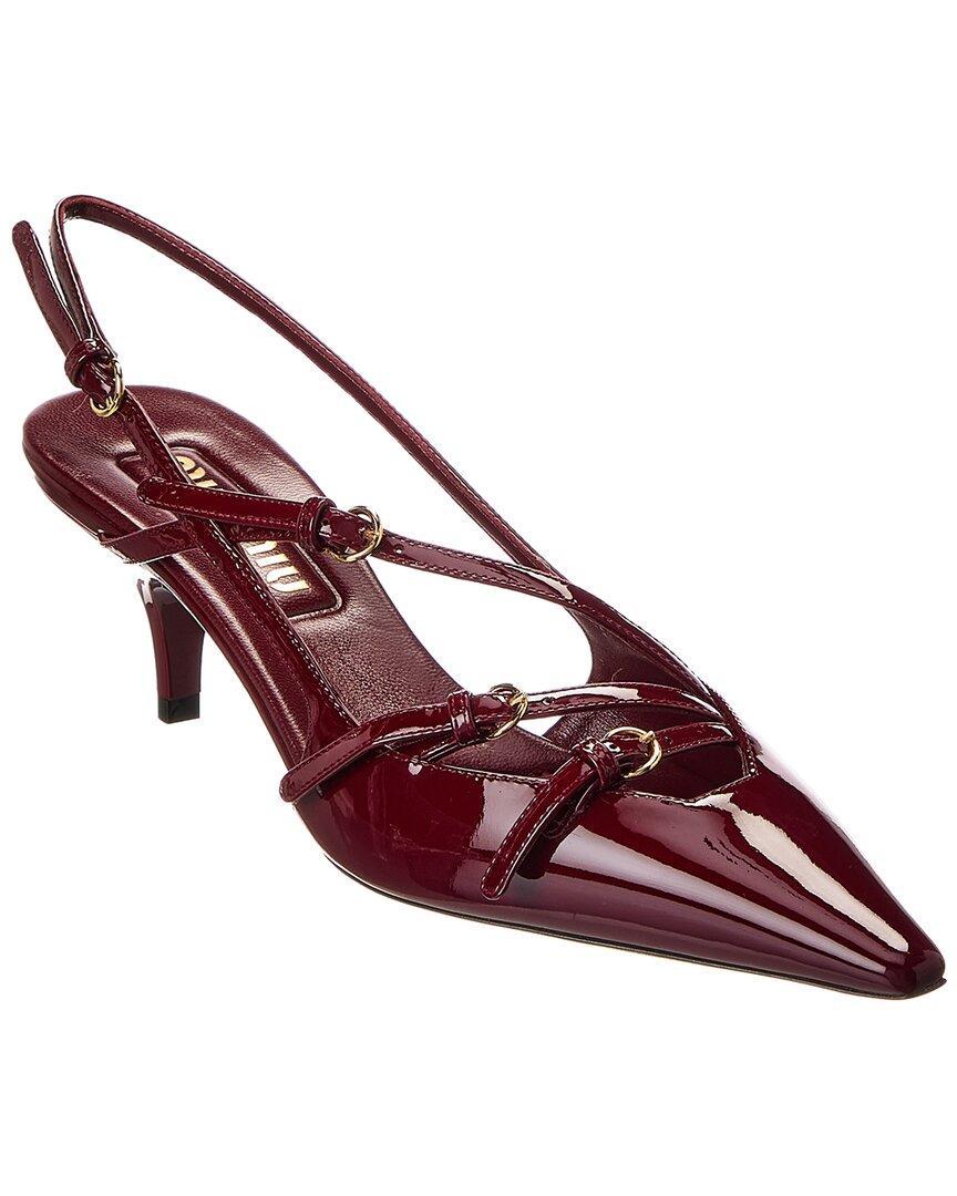 MIU MIU Slingback Deep Purple In Patent Leather With Buckles Women In Burgundy Product Image