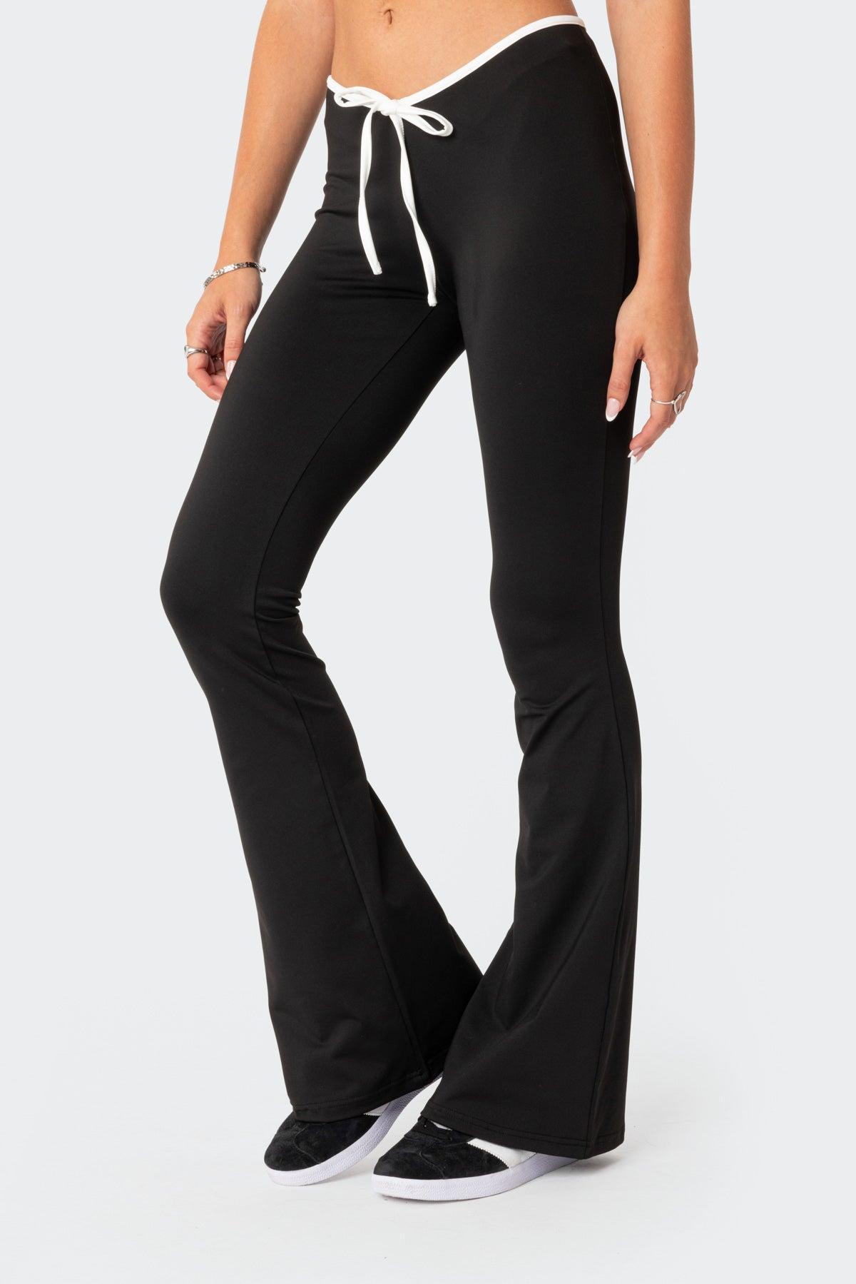 Leighton Contrast Tie Flared Pants Product Image