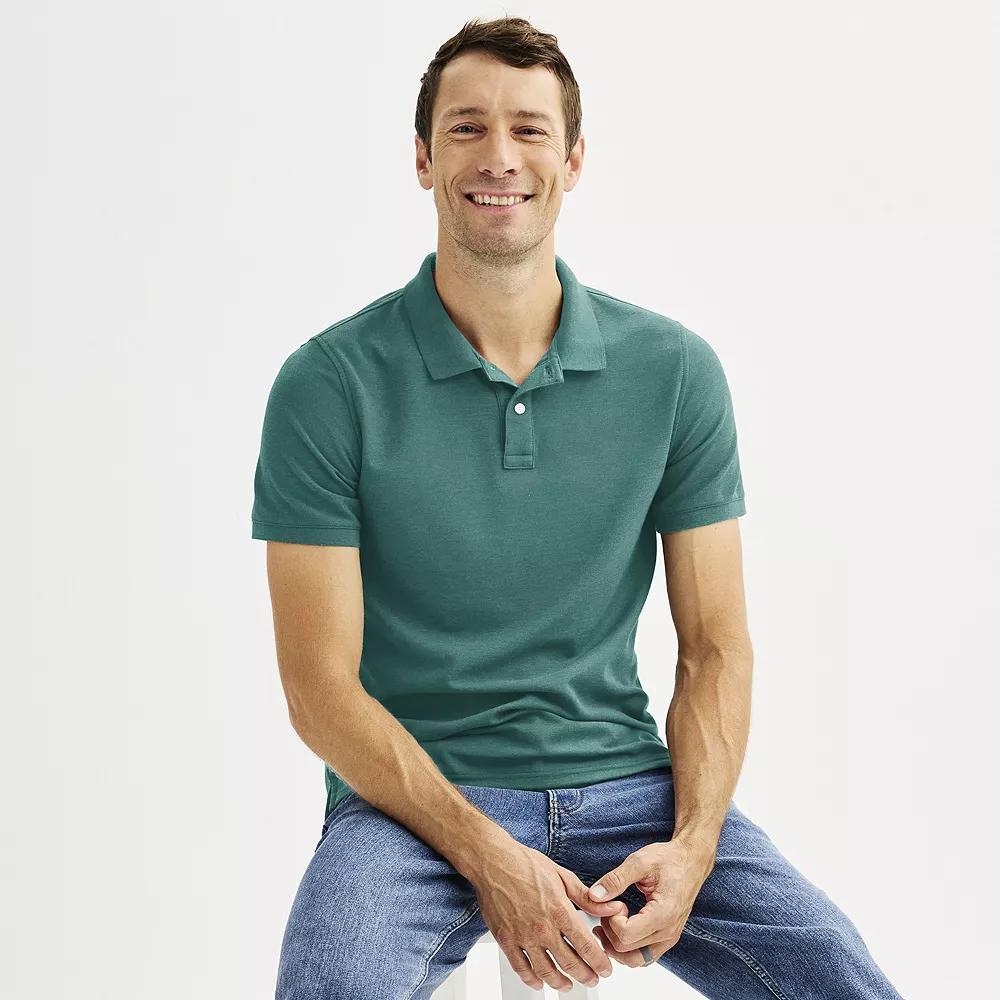 Men's Adaptive Sonoma Goods For Life® Easy Dressing Pique Polo, Size: XXL, Dark Blue Product Image