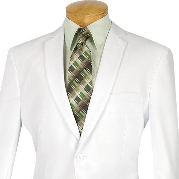White Slim Fit Men's 2 Piece Business Suit 2 Button Male Product Image