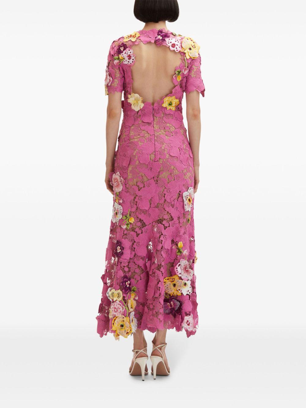 Orchid embroidered guipure gown Product Image