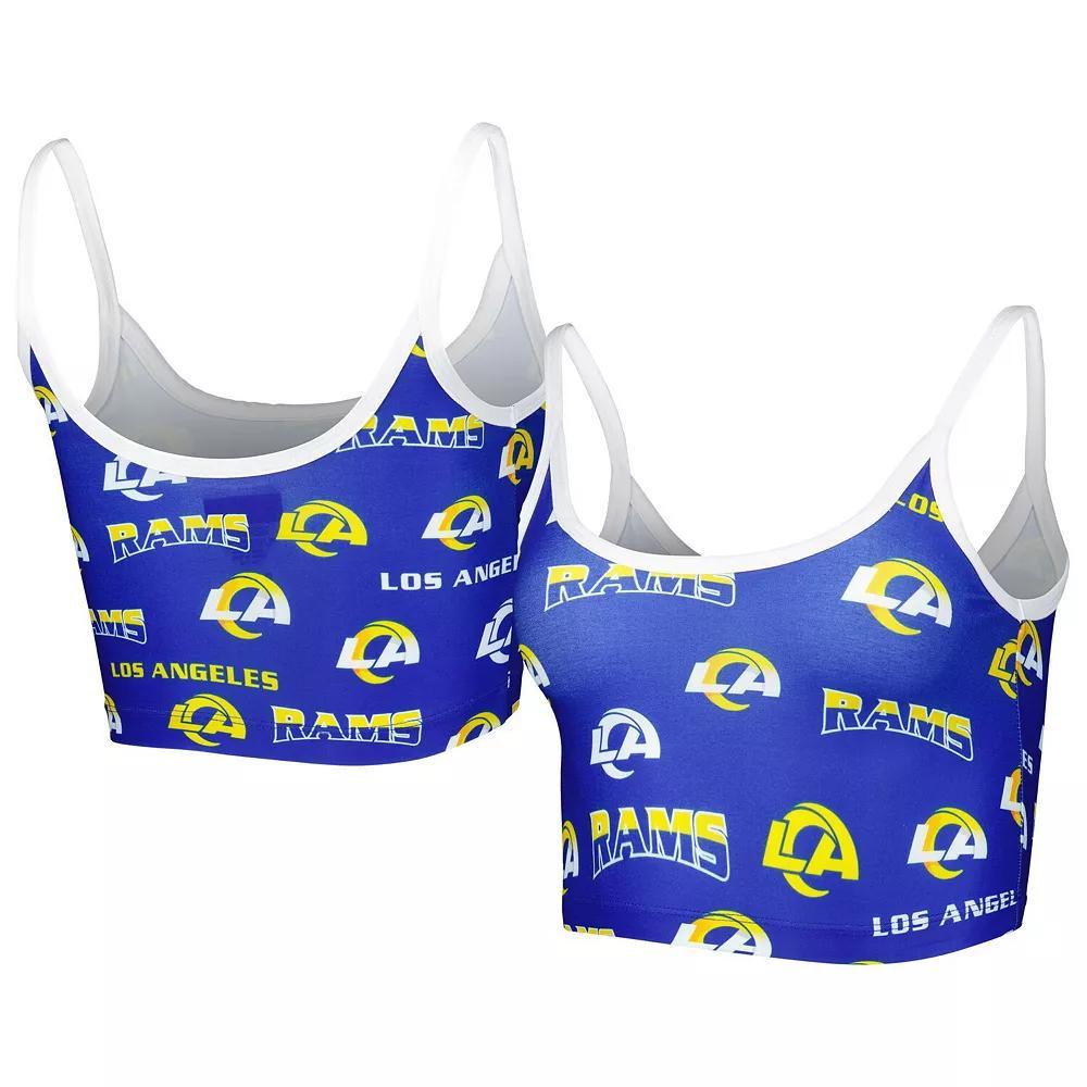 Women's Concepts Sport Royal/White Los Angeles Rams Breakthrough Allover Knit Sports Bra, Size: Medium, Blue Product Image