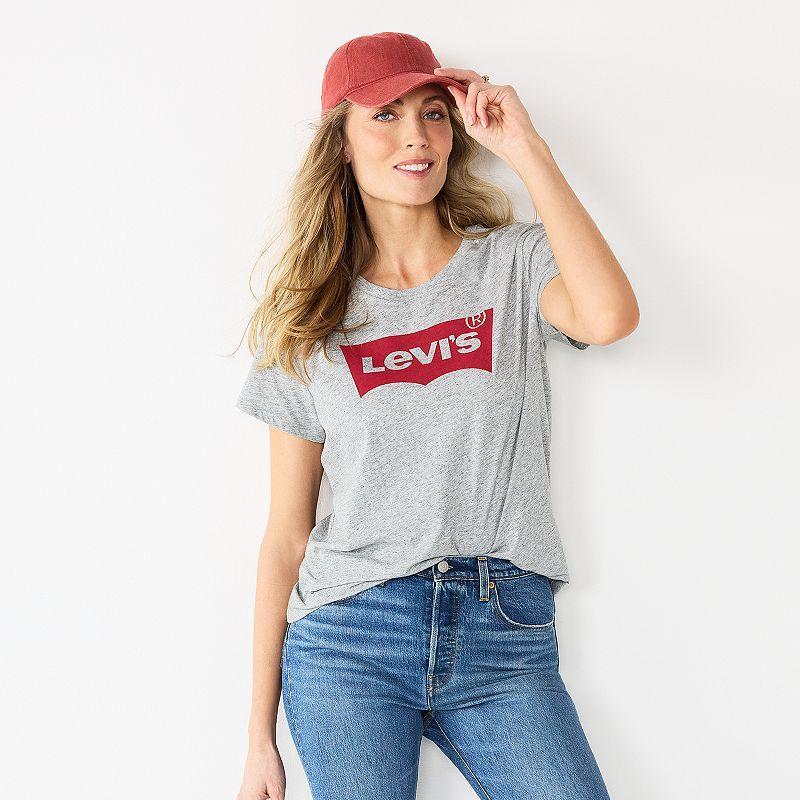 Women's Levi's® Logo Perfect Tee, Size: XS, Housemark Smokestack Product Image