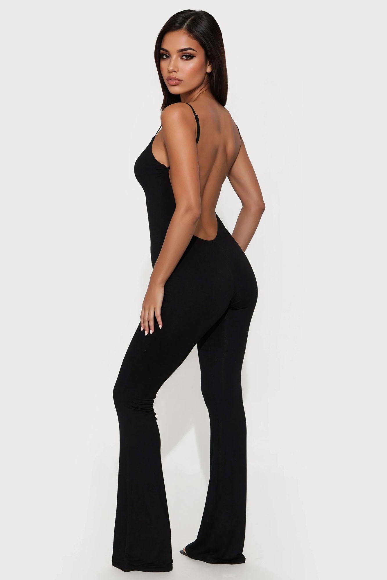 Brianna Double Lined Backless Jumpsuit - Black Product Image