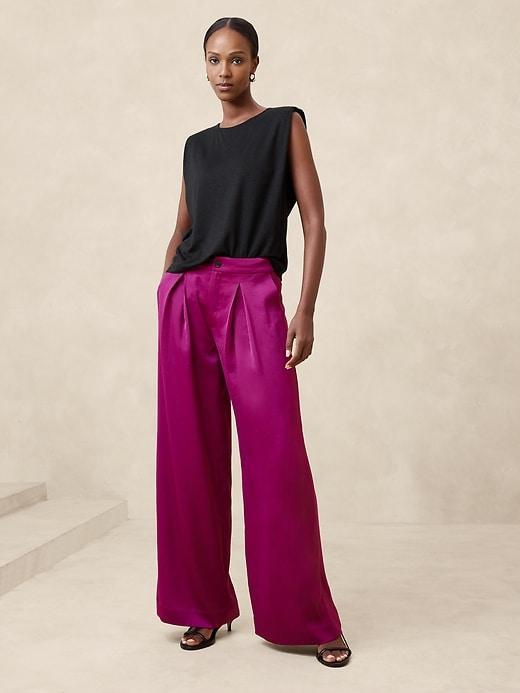 Silky Pleated Wide-Leg Pant Product Image