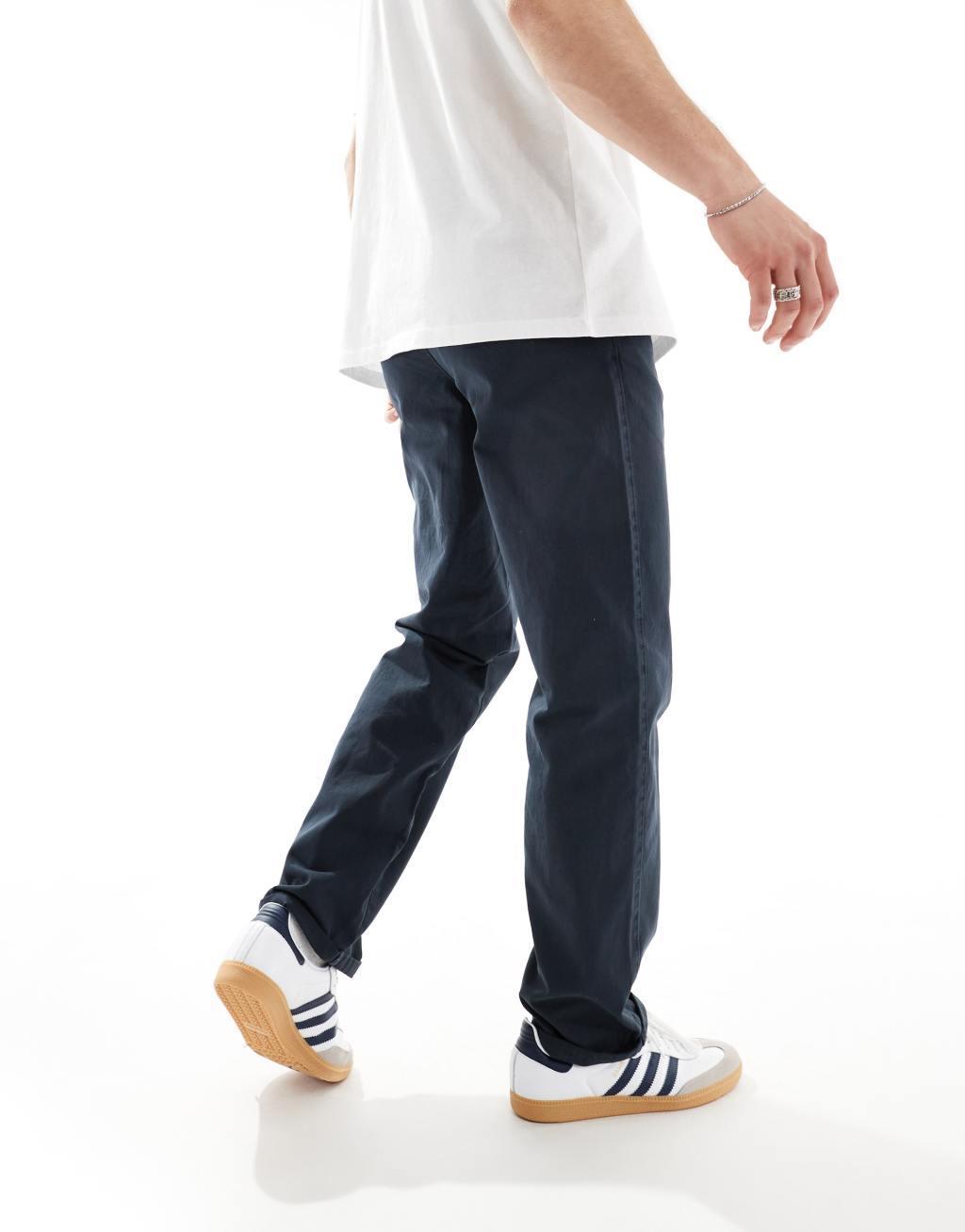 ASOS DESIGN baggy chino pants in washed navy Product Image