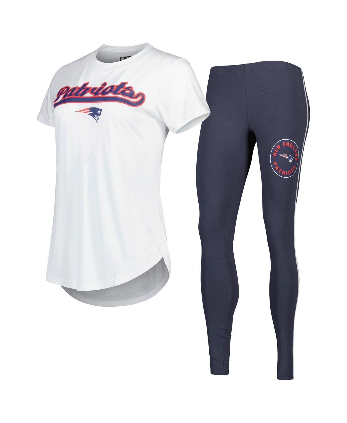 Women's Concepts Sport White/Charcoal New England Patriots Sonata T-Shirt & Leggings Sleep Set, Size: Large Product Image