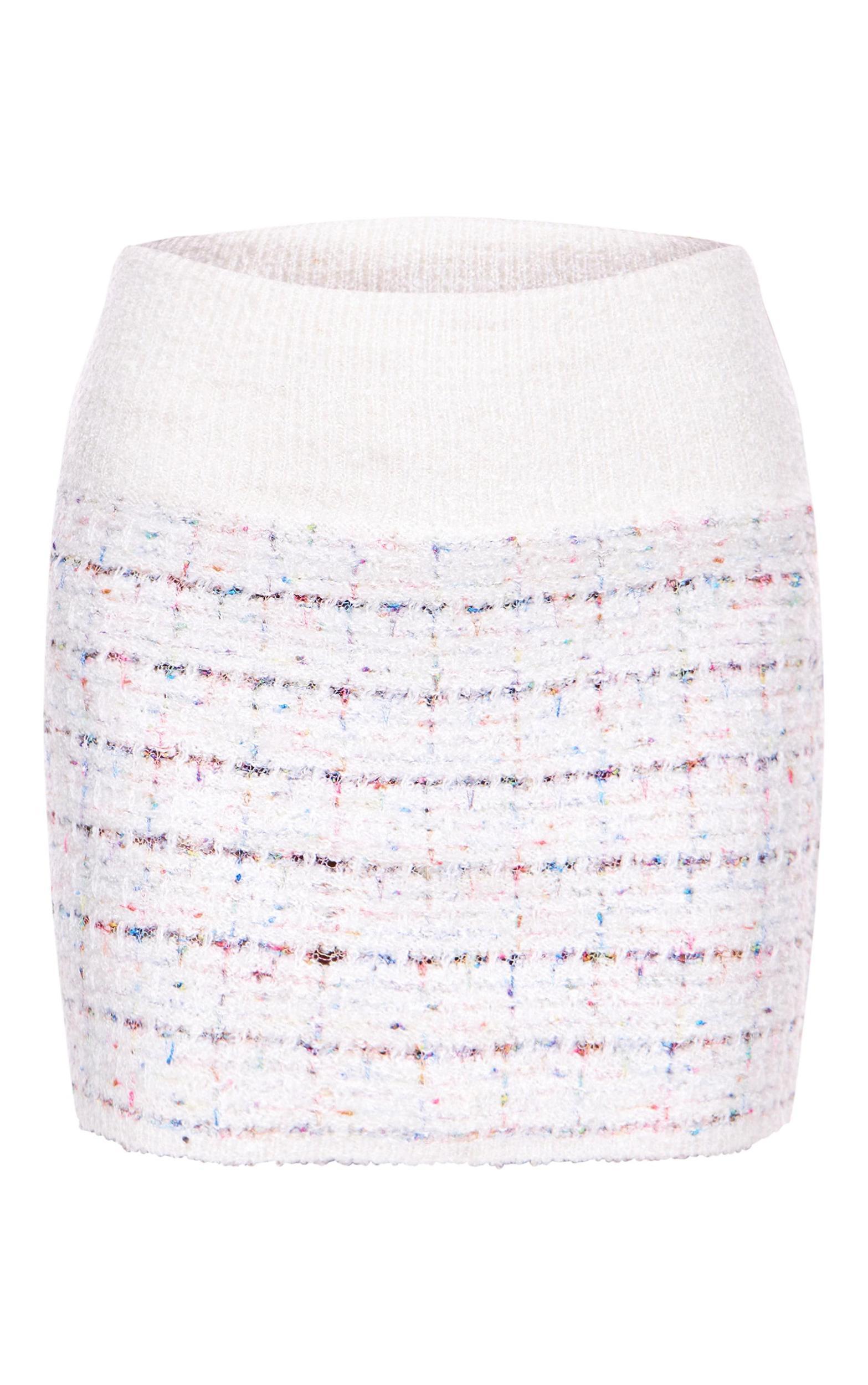 Multi Contrast Boucle Knit Mini Skirt Product Image
