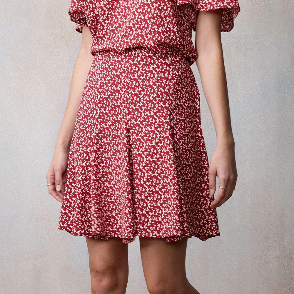 Women's LC Lauren Conrad Godet Mini Skirt, Size: Large, Red Heart Swirl Product Image