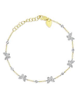 Womens Two-Tone 14K Gold & .09 TCW Diamond Butterfly Bracelet Product Image