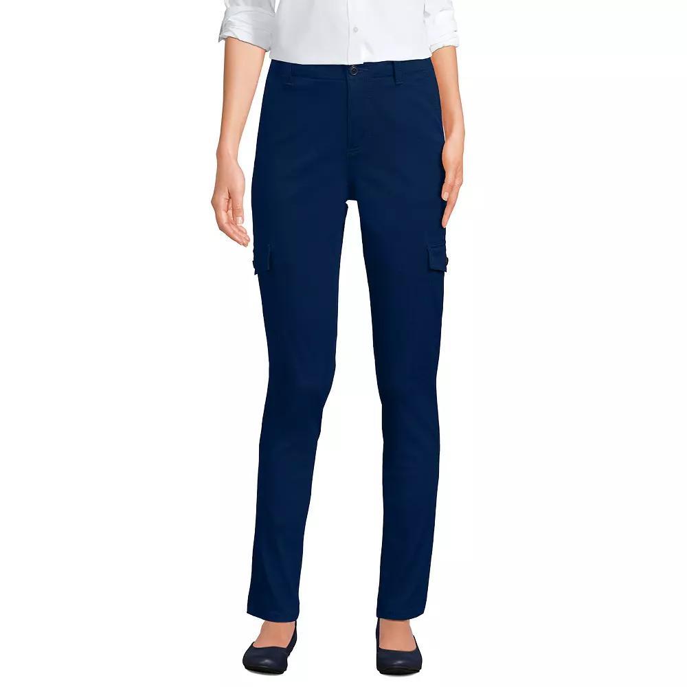 Petite Lands End Mid Rise Slim Cargo Chino Pants, Womens Product Image