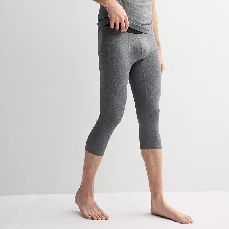 Men's Tek Gear® Base Layer 3/4 Tights, Size: XXL, Grey Texture Product Image