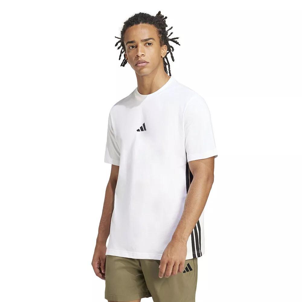 Men's adidas Essentials 3-Stripes Single Jersey Sportswear T-Shirt, Size: XXL, White Product Image