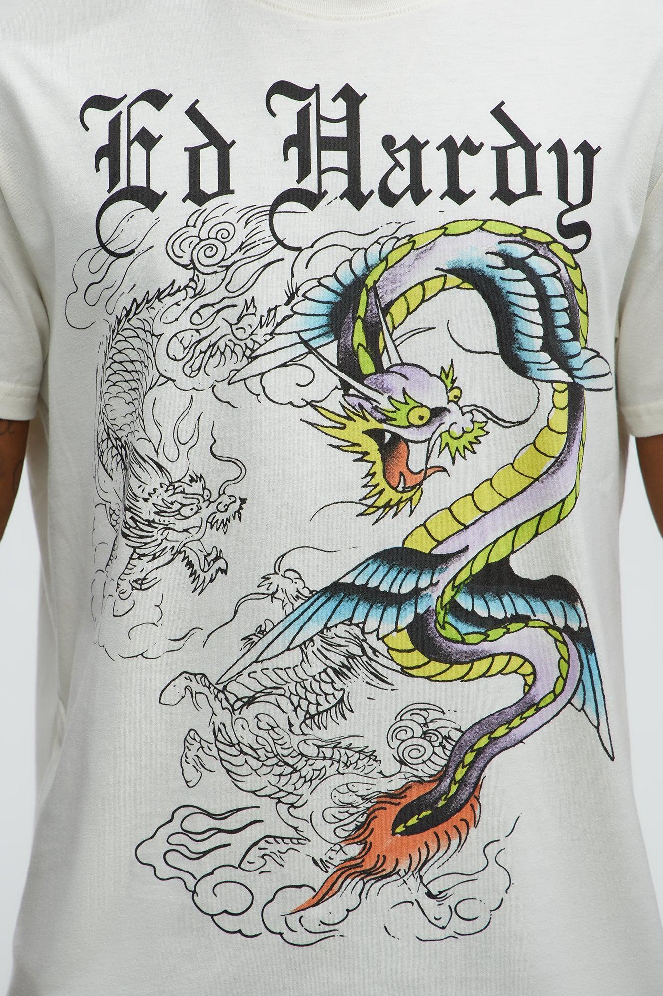 Ed Hardy Serpent Short Sleeve Tee - Ivory Male Product Image
