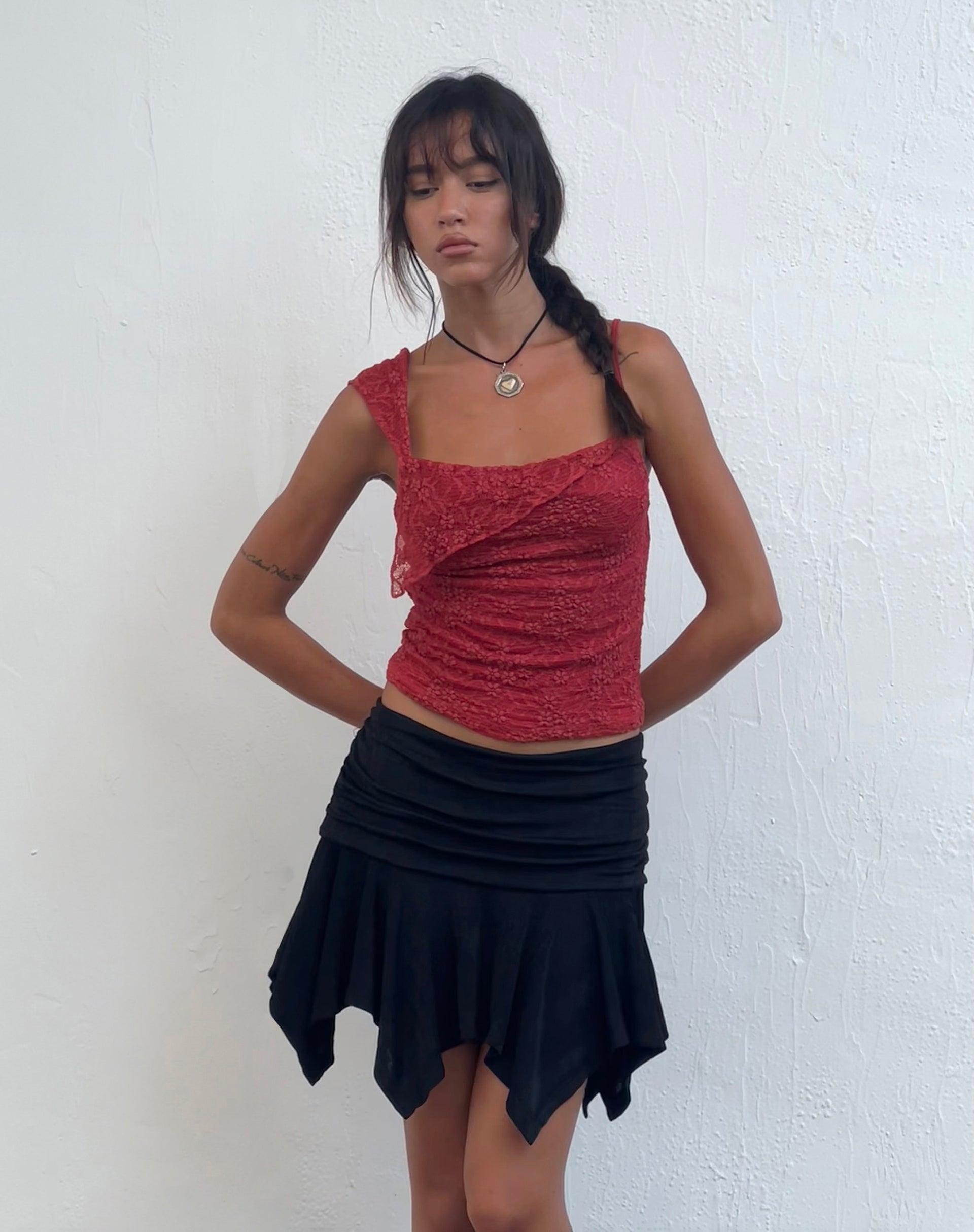 Sambu Lace Cami Top in Red Female Product Image