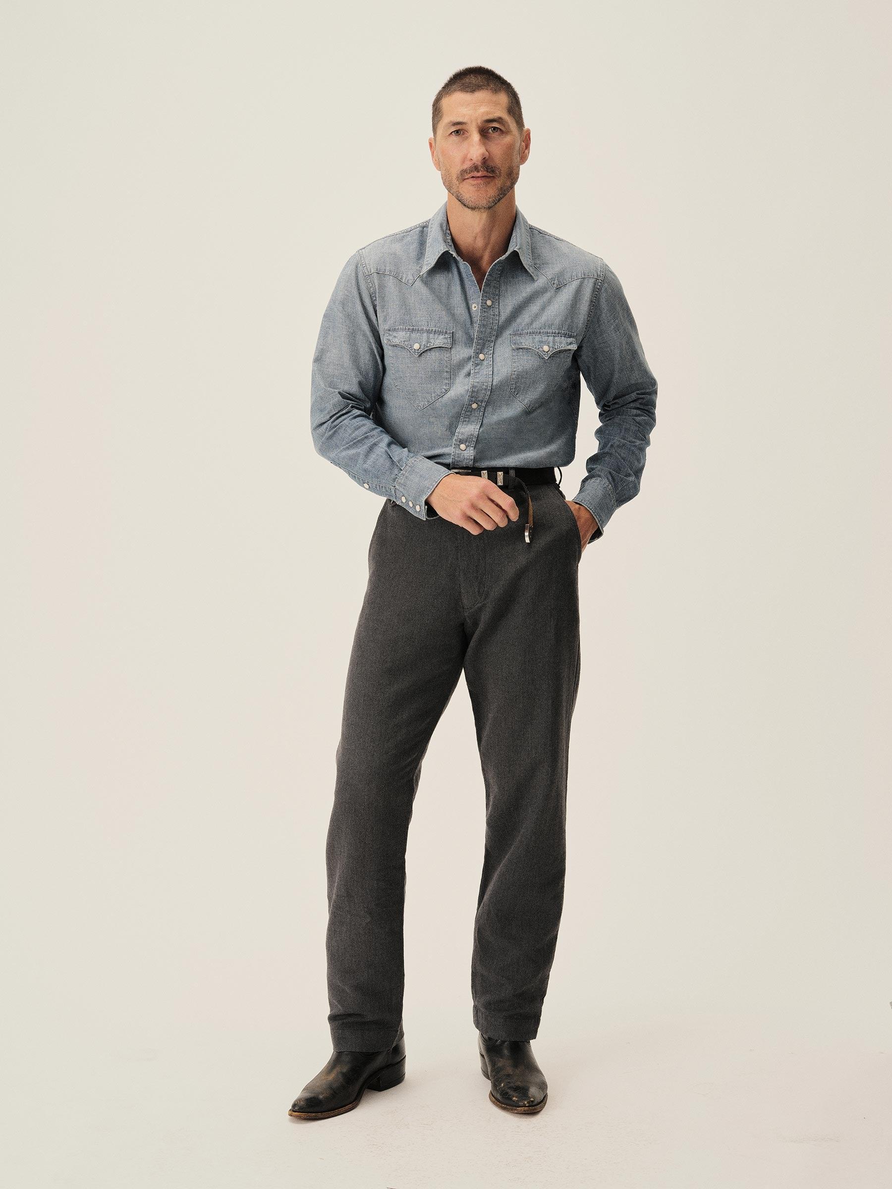 M046 Japanese Chambray Western Shirt Product Image