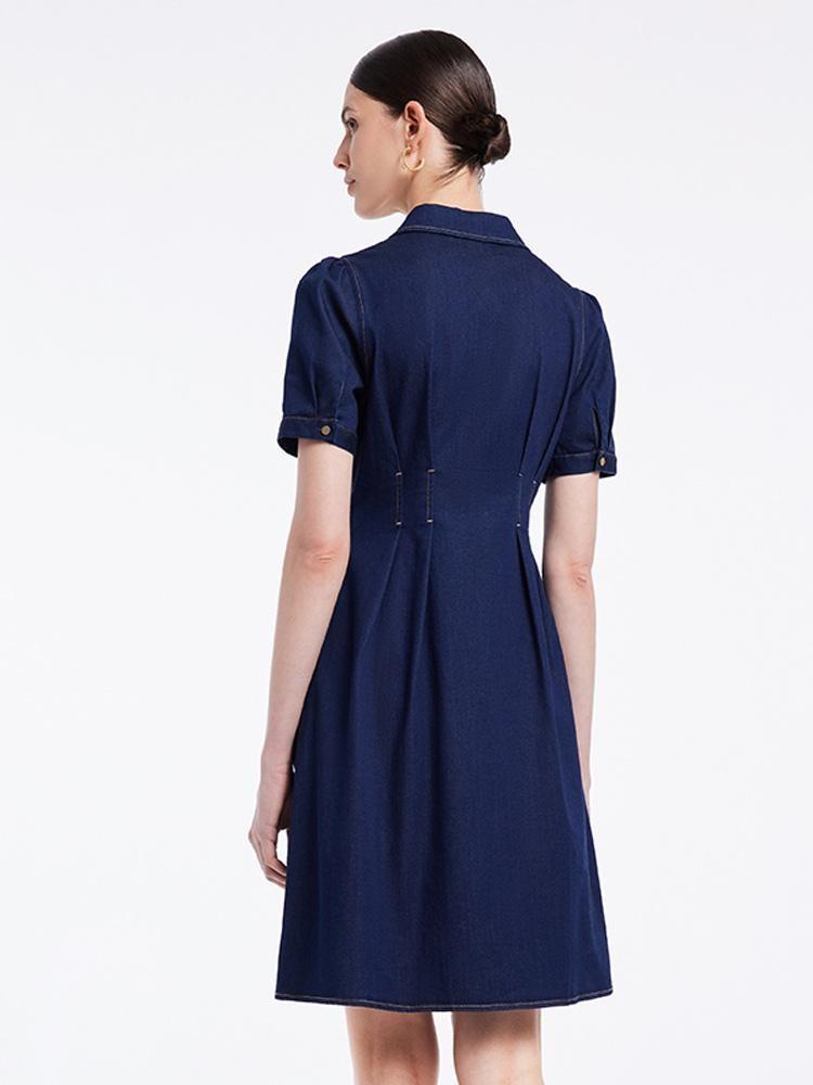 Gathered Waist Denim Mini Dress Product Image