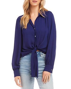 Karen Kane Tie Front Top (Iris) Women's Clothing Product Image