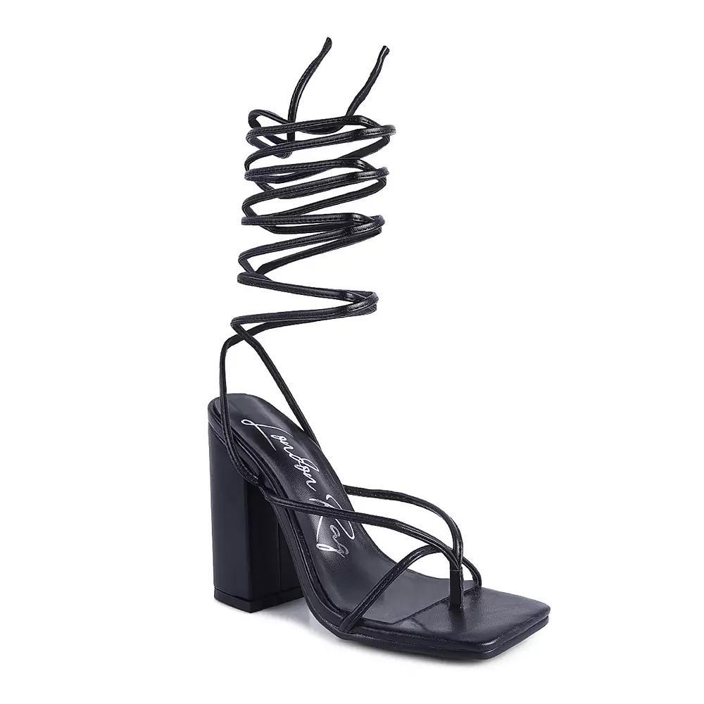 London Rag Women's Lace-Up Dress Sandals, Size: 7, Black Product Image