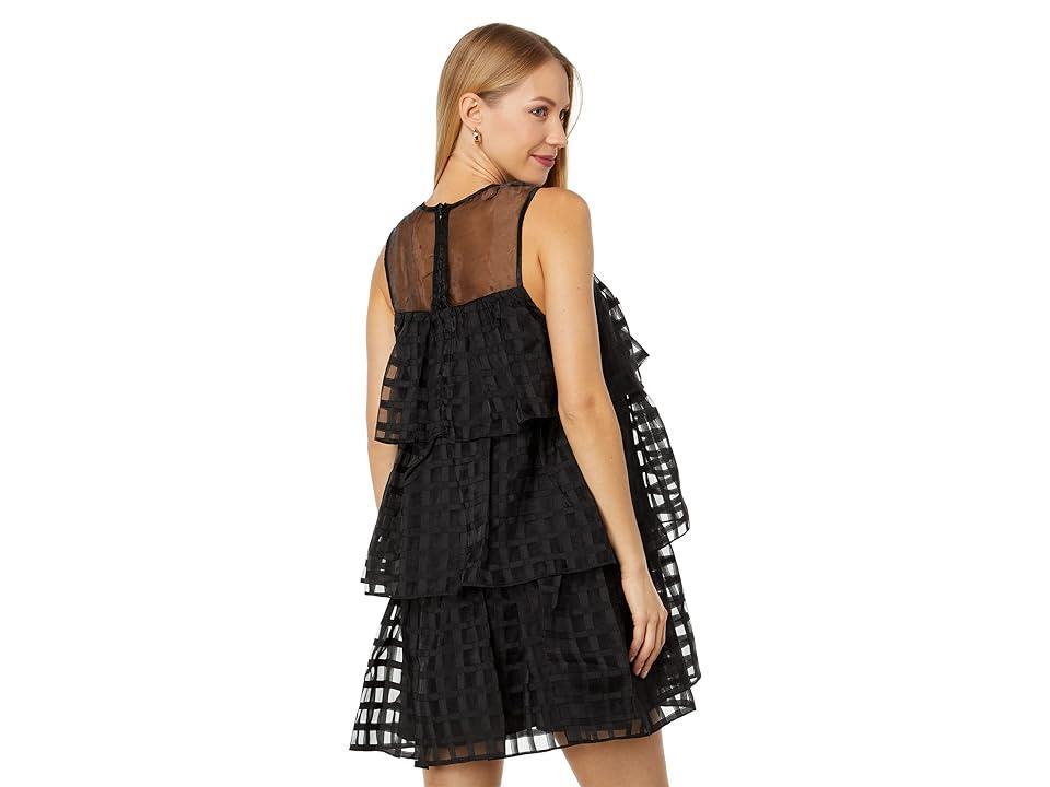 English Factory Womens Organza Gridded Tiered Sleeveless Mini Dress Product Image