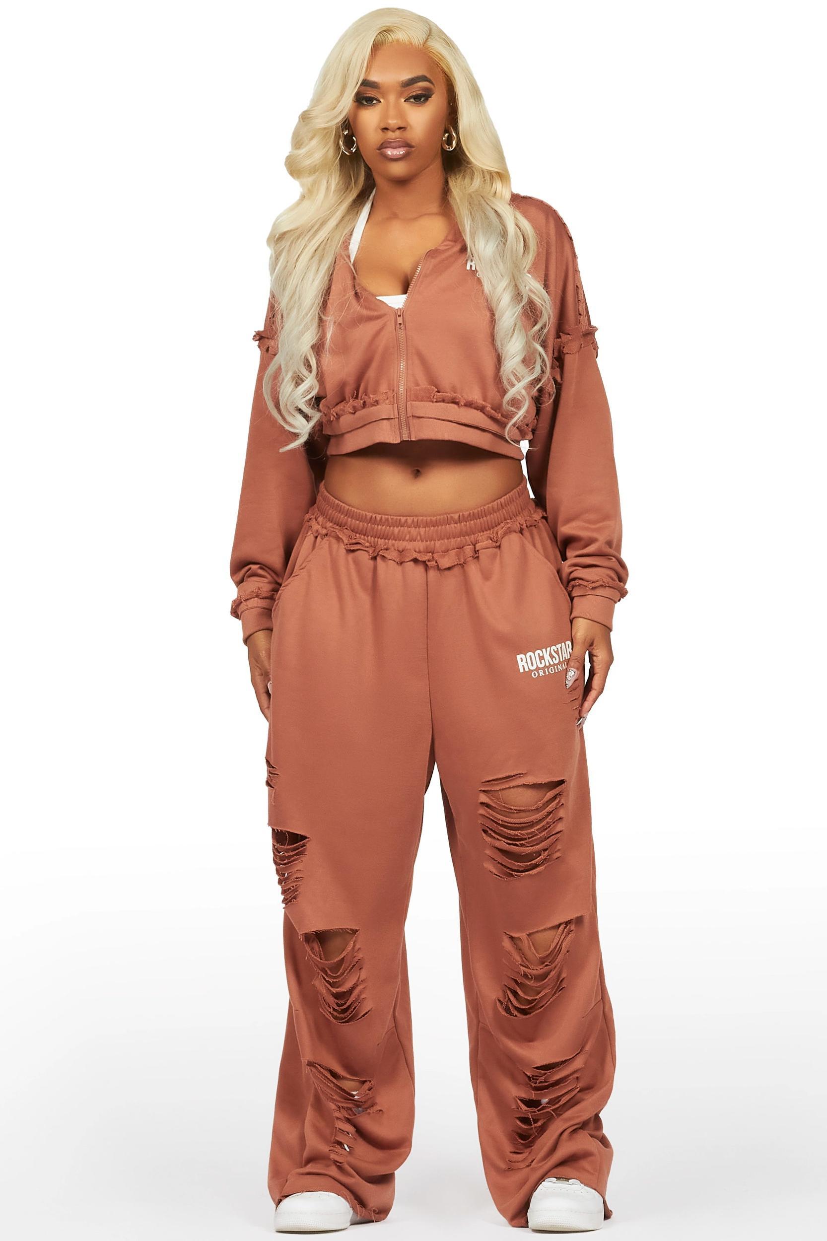 Corrina Mocha French Terry Oversized Trackset Female Product Image