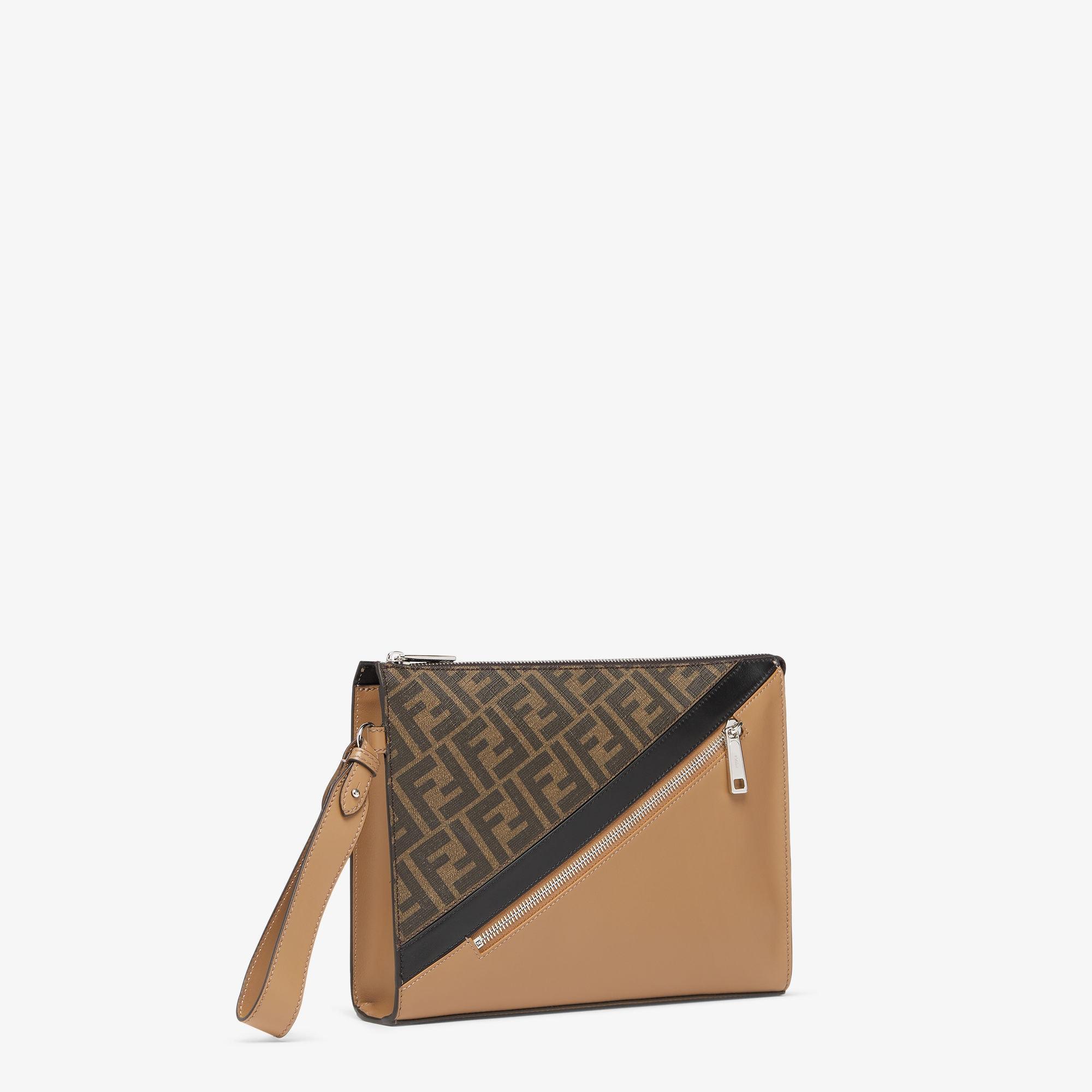 Fendi Diagonal Flat PouchMulticolor leather pouch Product Image