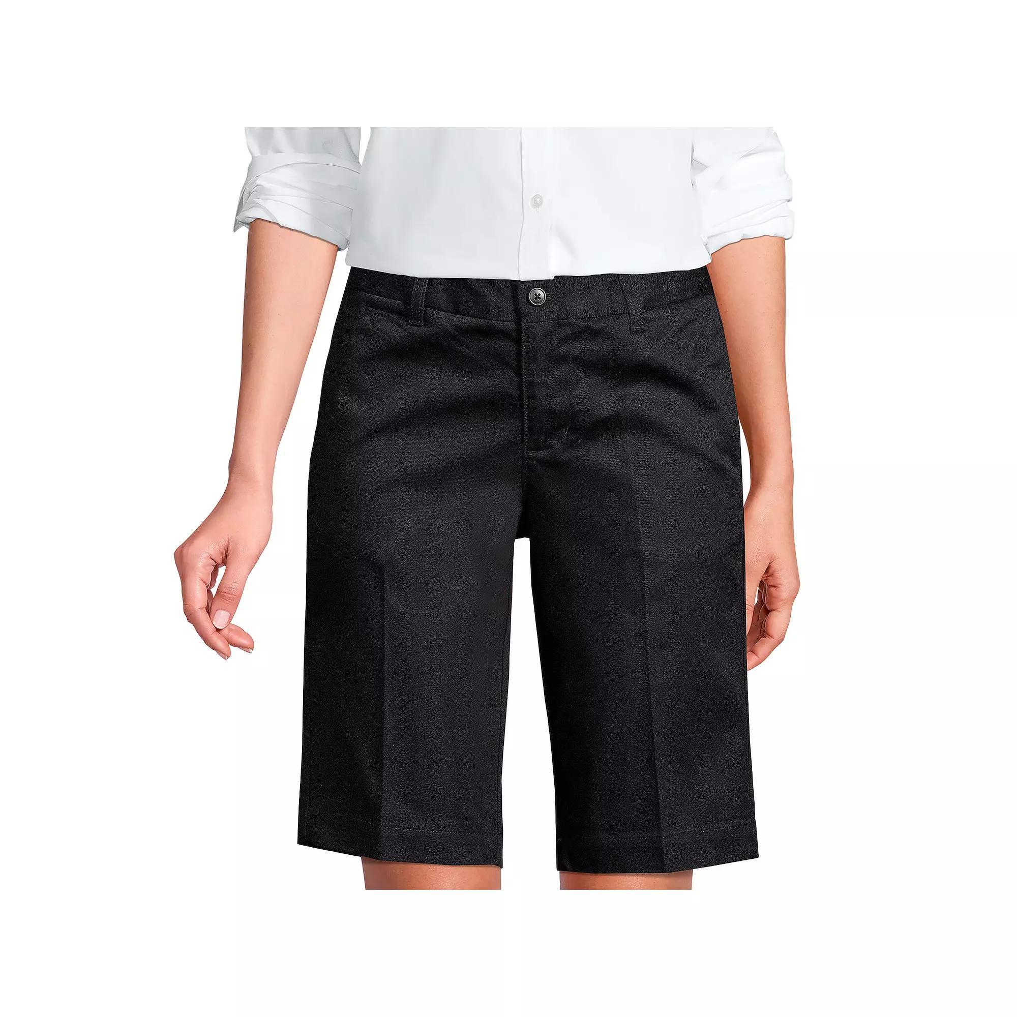 Women's Lands' End Front Blend Chino Shorts, Size: 8, Black Product Image