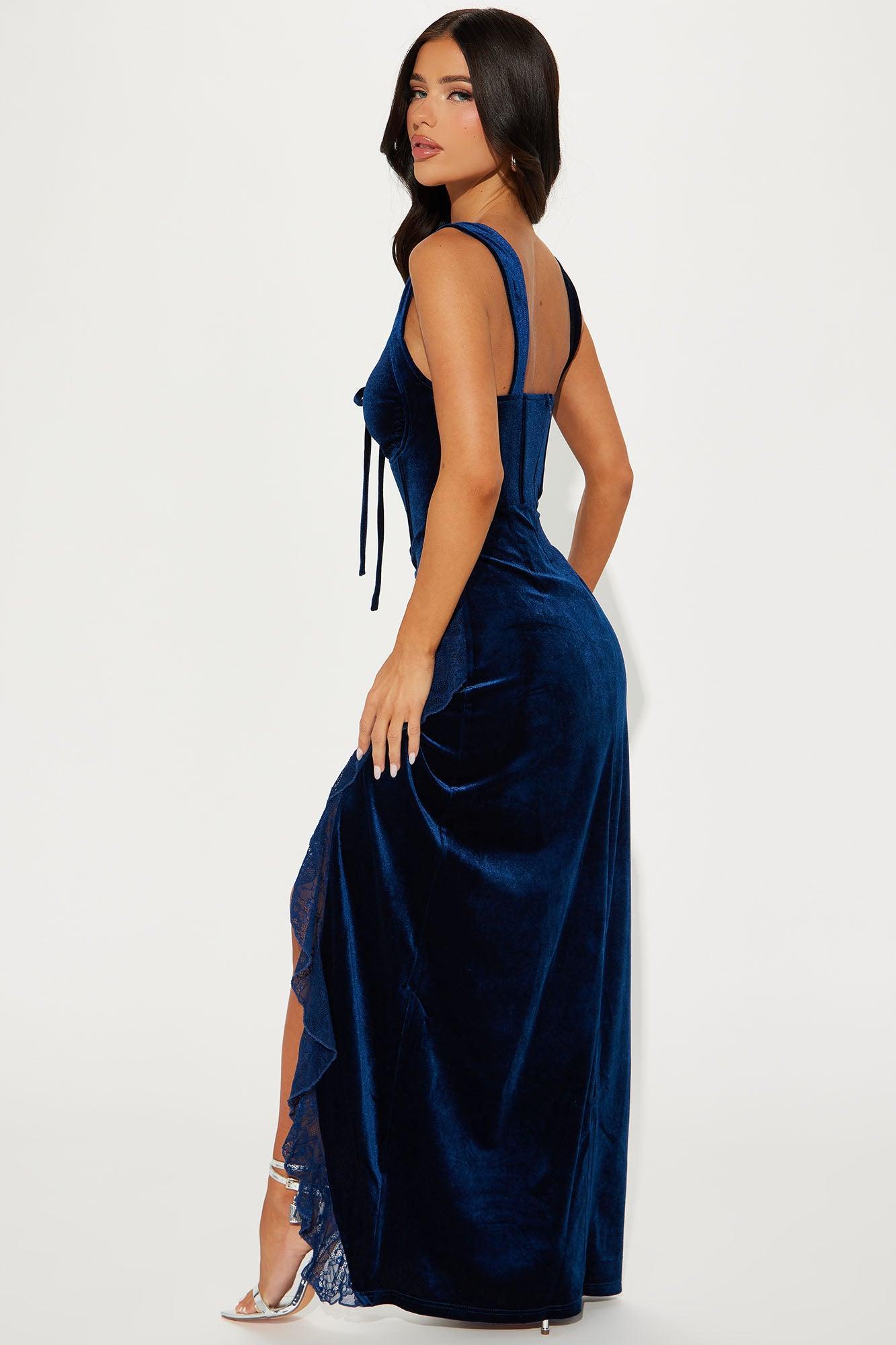 Sydney Velvet Maxi Dress - Navy Product Image