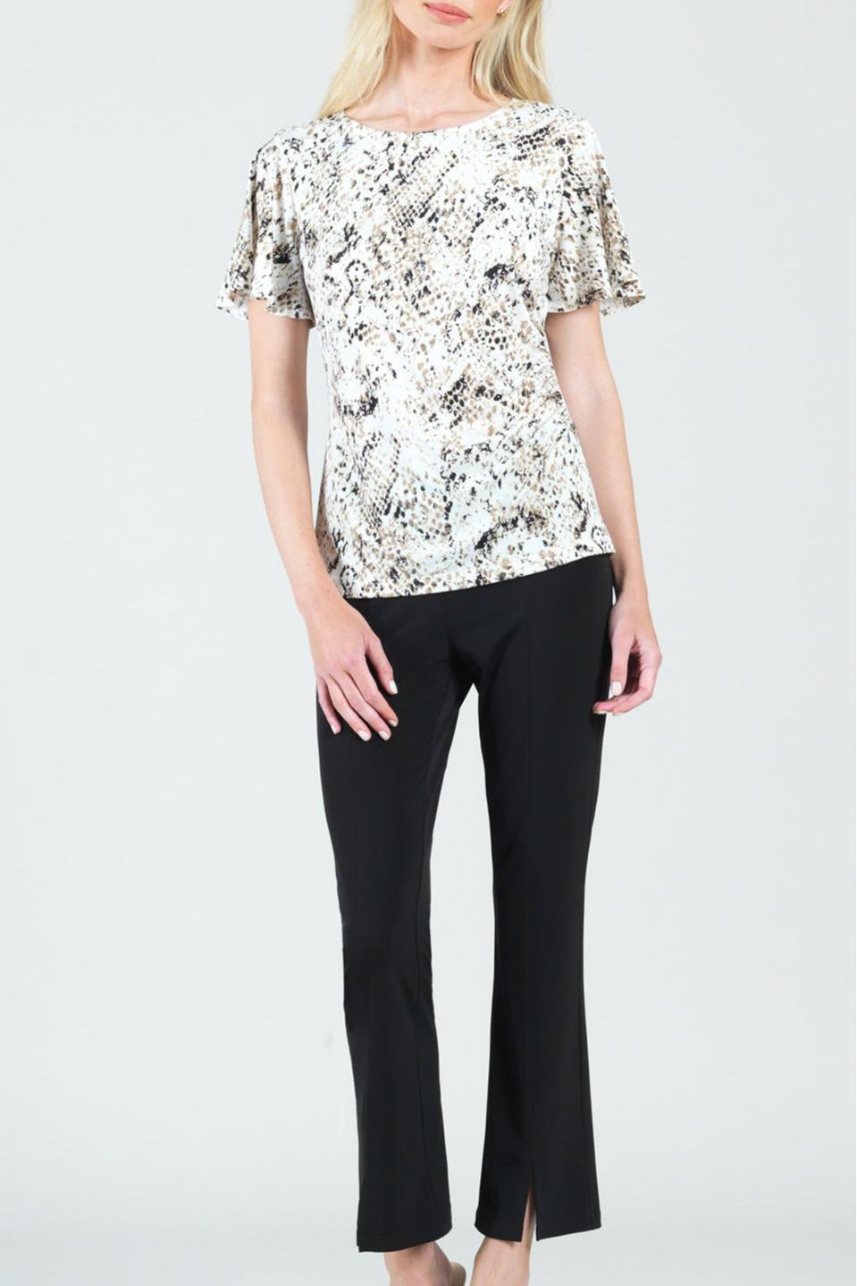 Python-Print Side-Cinched Half-Sleeve Top Product Image