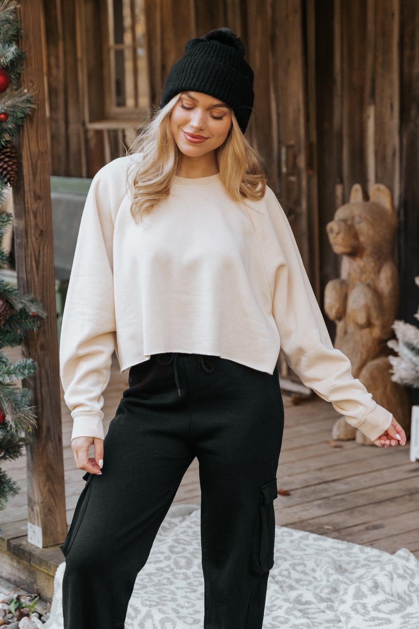 Jenna Cream Fleece Sweatshirt - DOORBUSTER Product Image