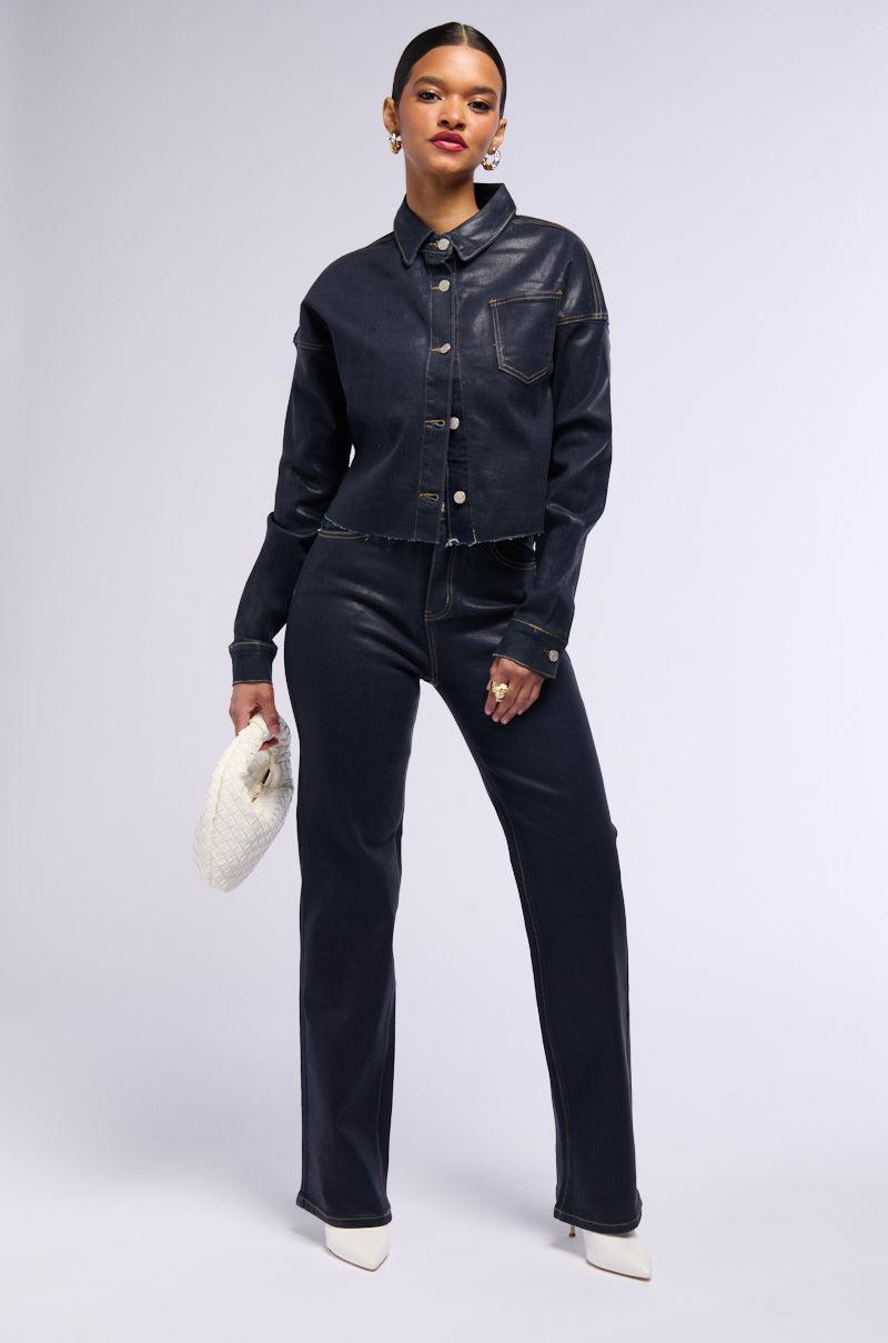 AFTER DARK DENIM BUTTON UP TOP Product Image