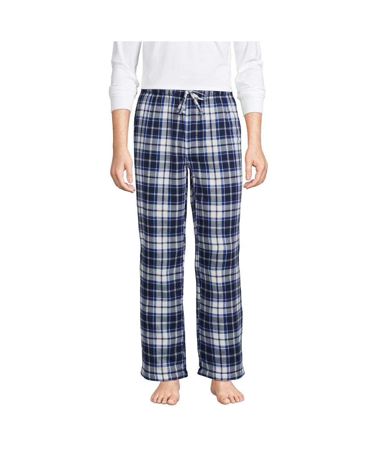 Big & Tall Lands End Plaid Sherpa-Lined Flannel Pajama Sleep Pants, Mens Product Image