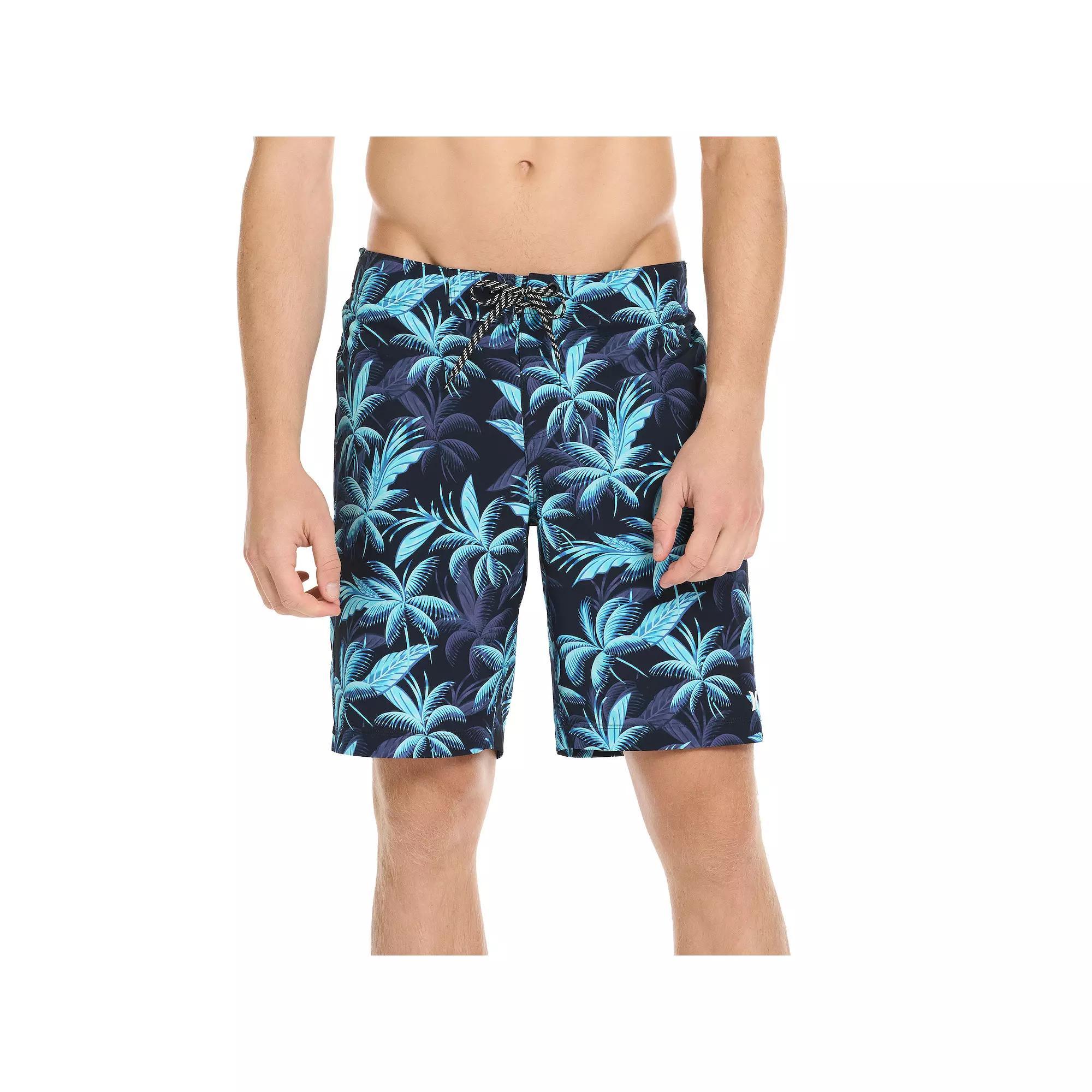 Men's Hurley 9.5" Printed Elastic Waist Boardshorts, Size: XL, Total Eclipse Product Image