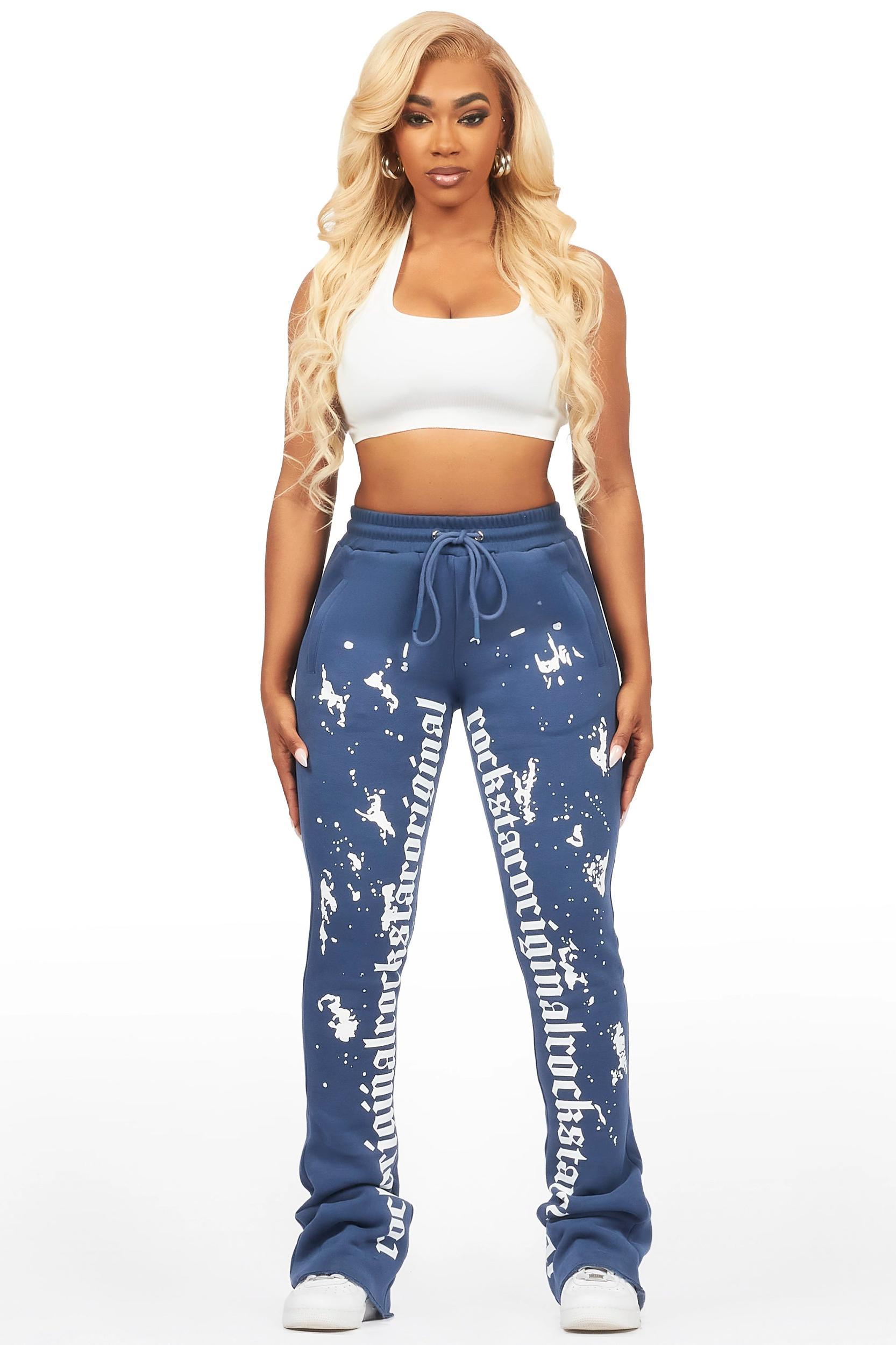 Adwinna Navy Super Stacked Track Pant Female Product Image