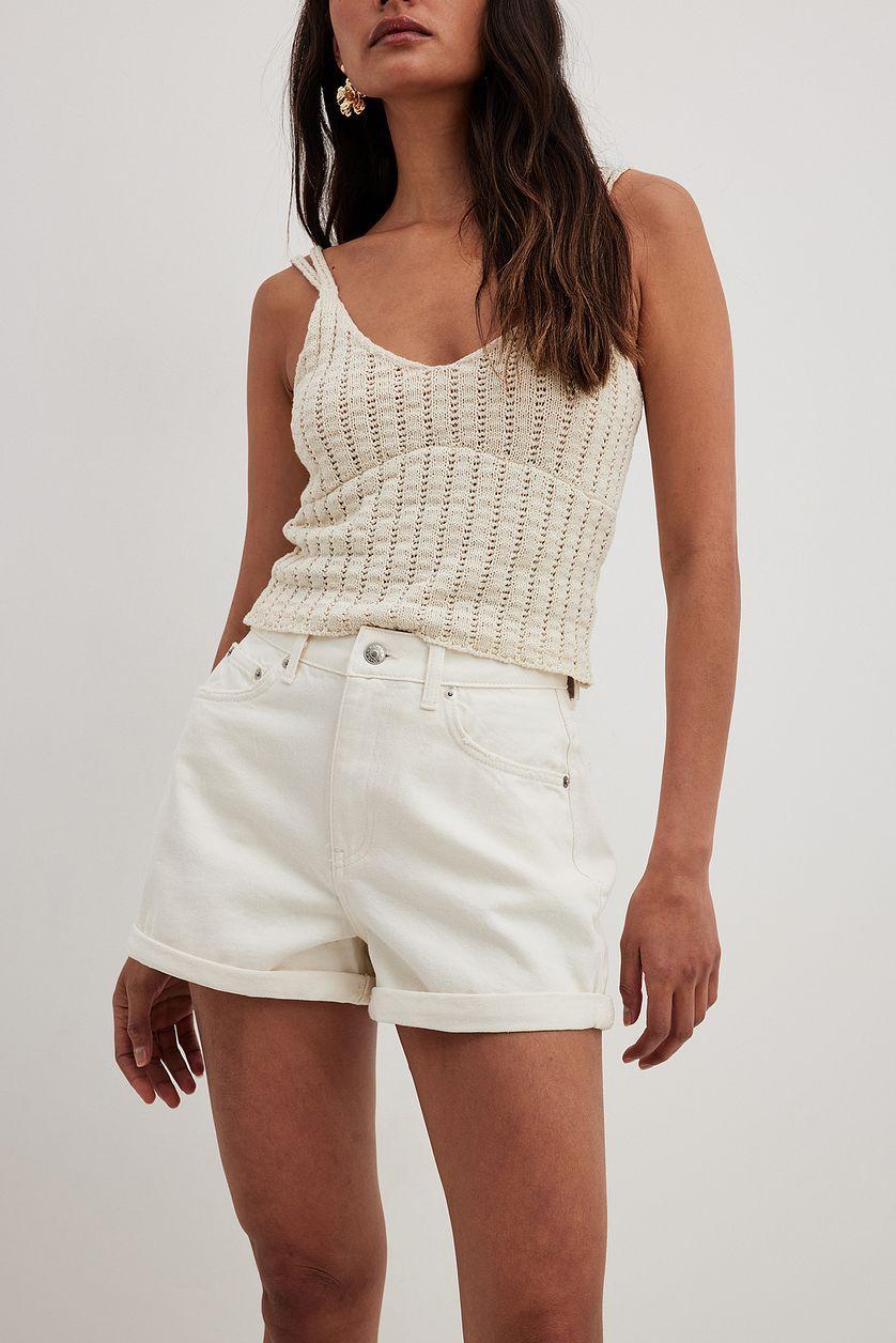 Fold Up Denim Shorts Black Product Image