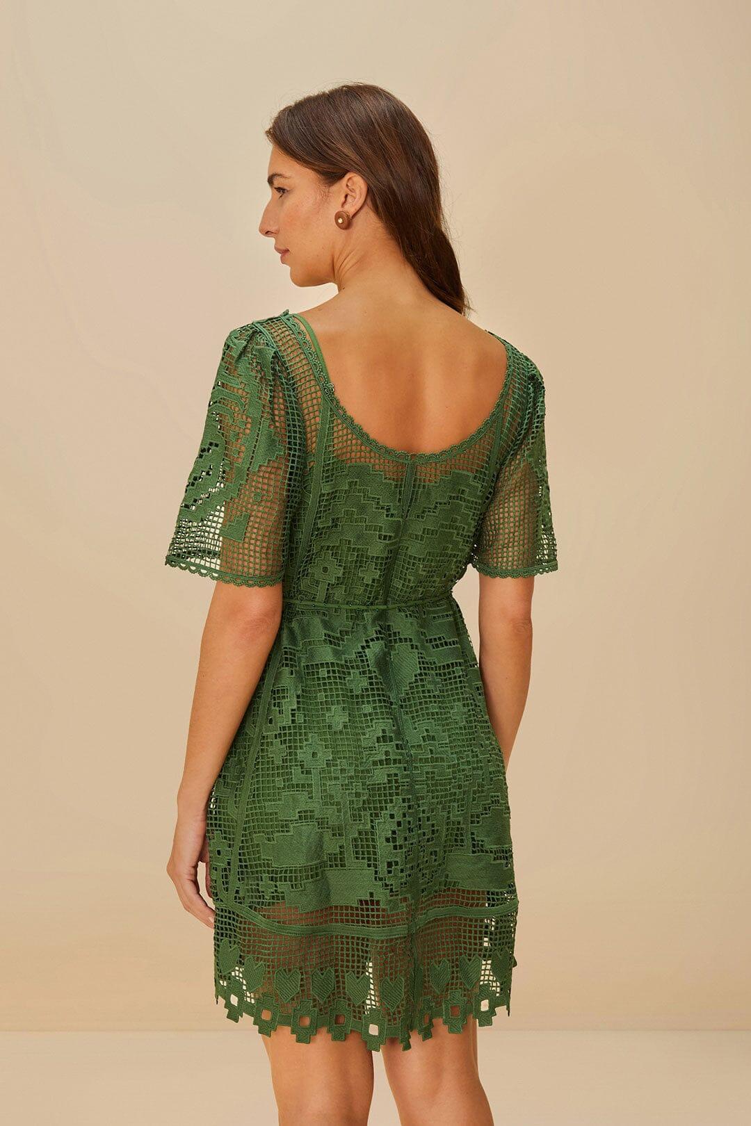 Green Pineapple Guipure Mini Dress Product Image