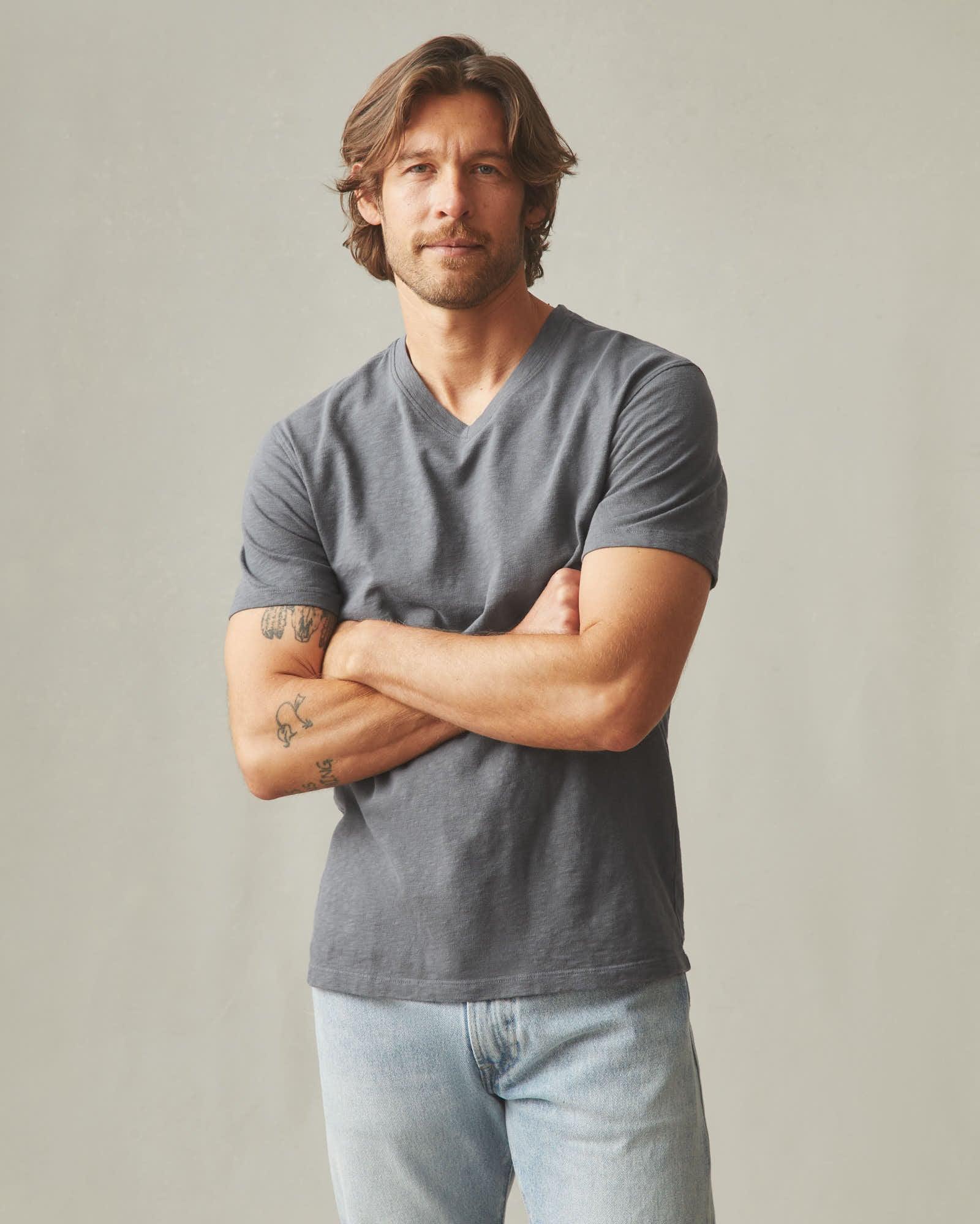 Men's Premium Slub V-Neck Tee - Iron Product Image