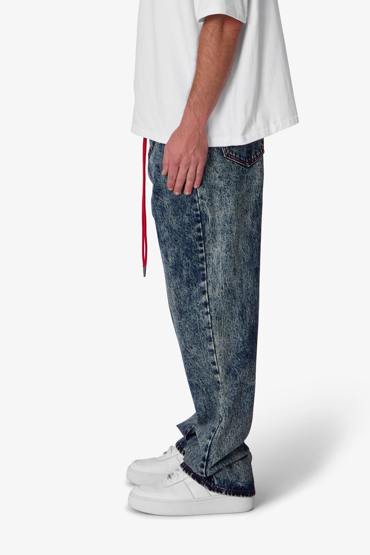 Ultra Baggy Lace Band Denim - Blue Product Image