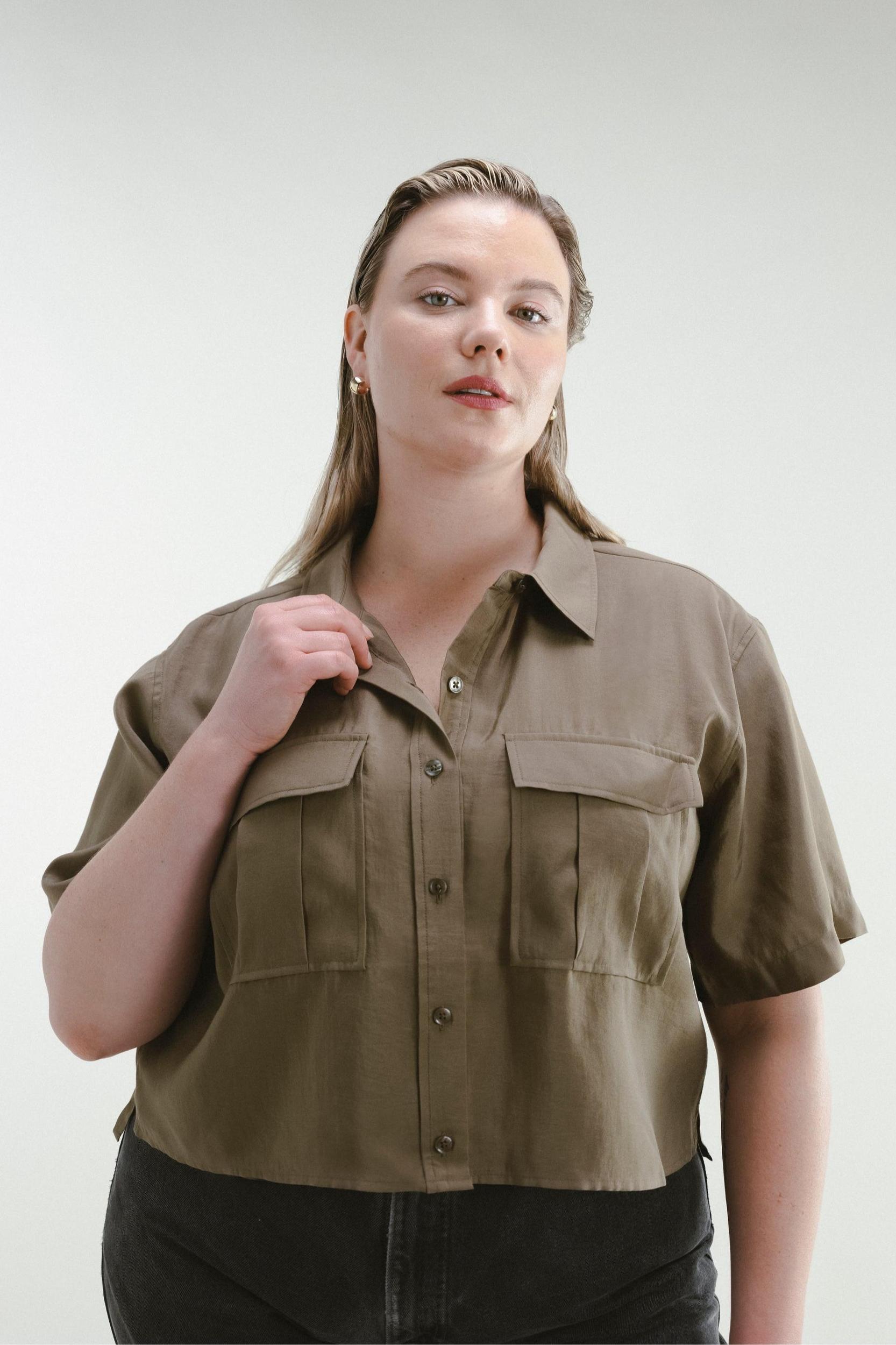 Playful Short Sleeve Top - Olive Product Image