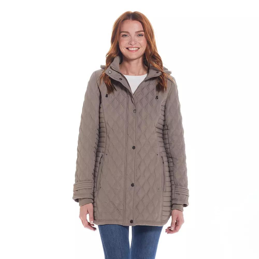 Women's Weathercast Ribbed Knit Quilted Hooded Walker Jacket, Size: Small, Coriander Product Image